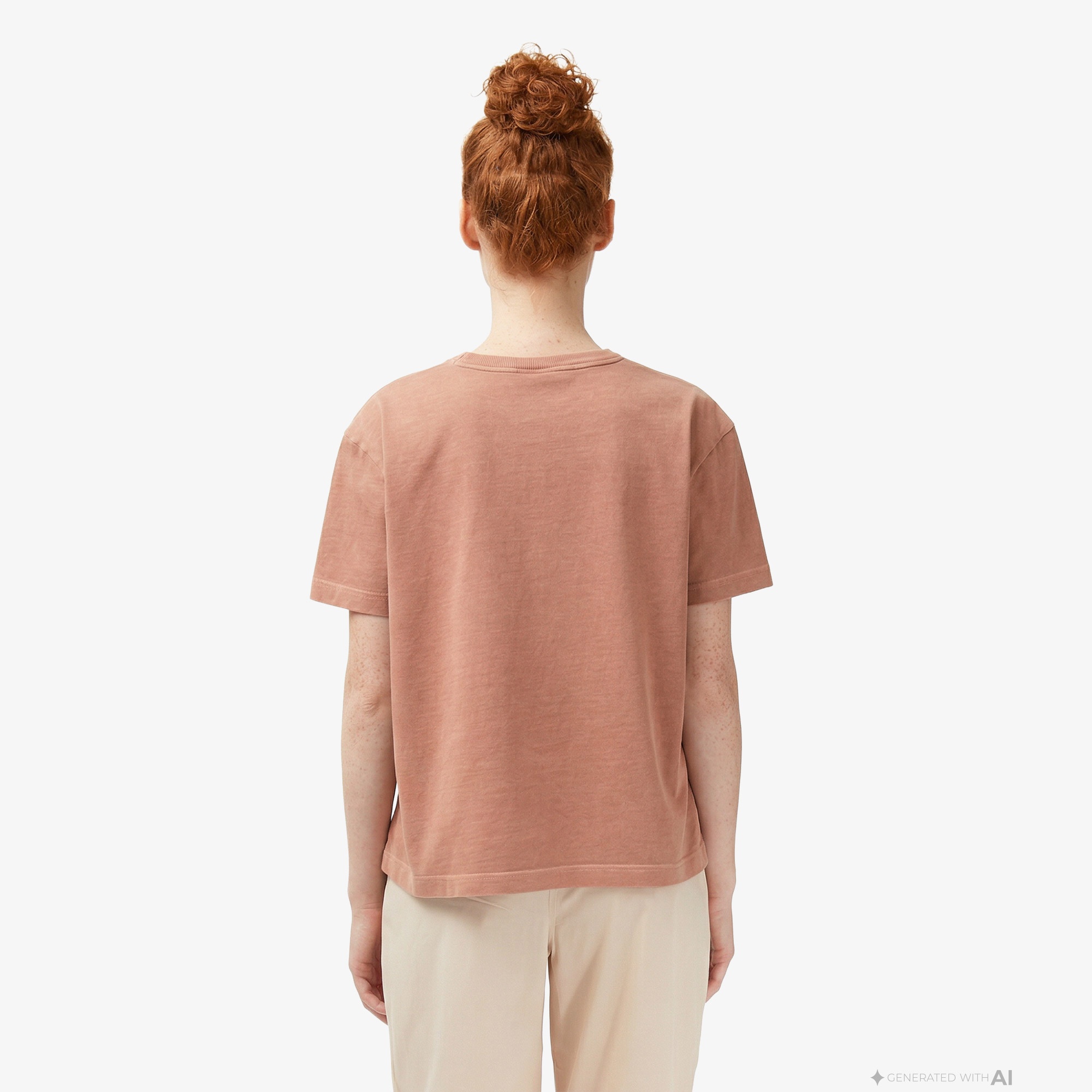 Kadın Relaxed Fit Bisiklet Yaka Pembe T-Shirt