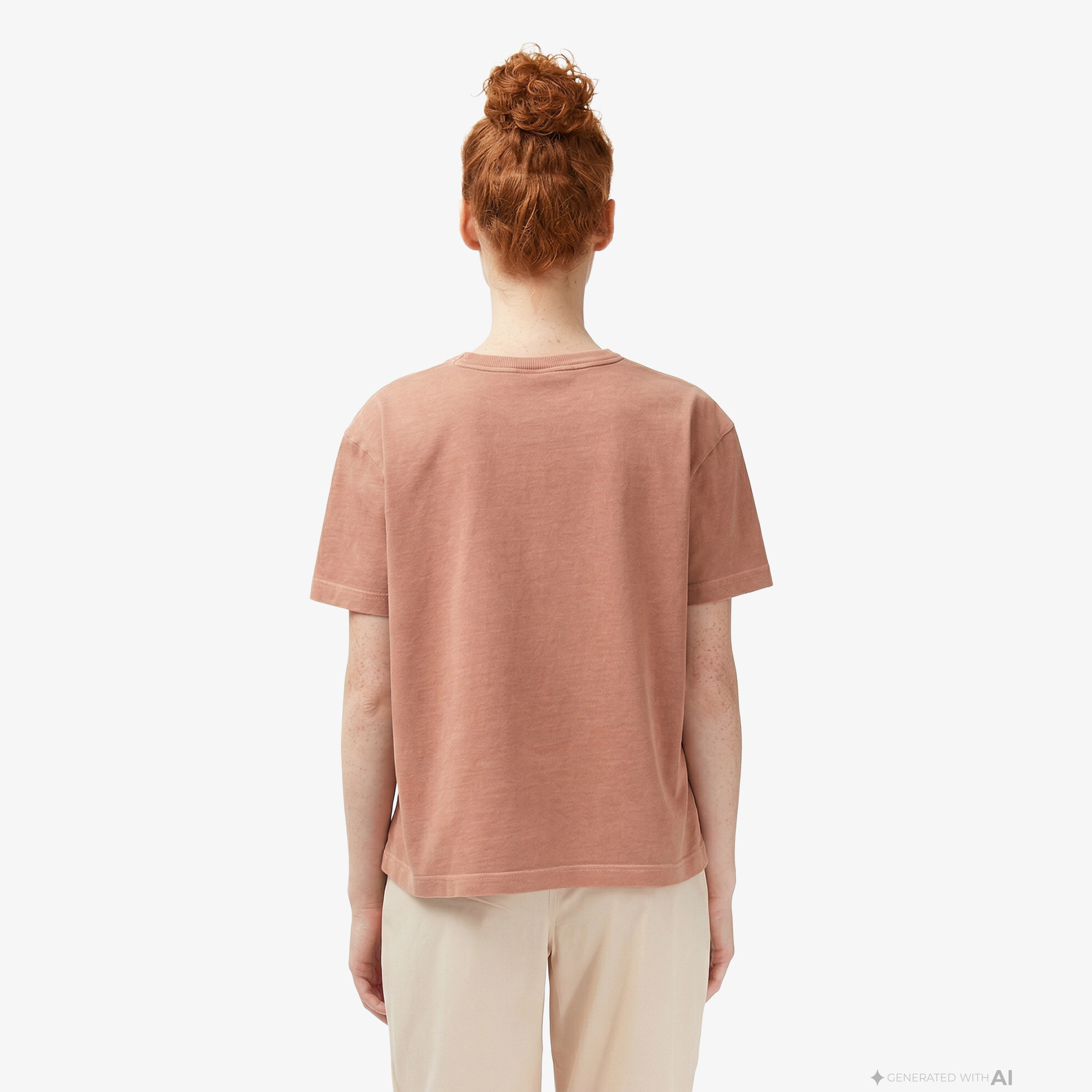 Kadın Relaxed Fit Bisiklet Yaka Pembe T-Shirt