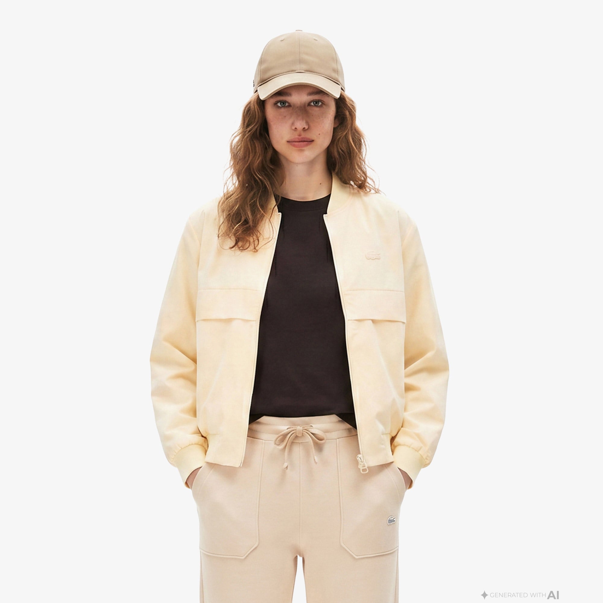 Lacoste Kadın Hakim Yaka Bej Bomber Ceket