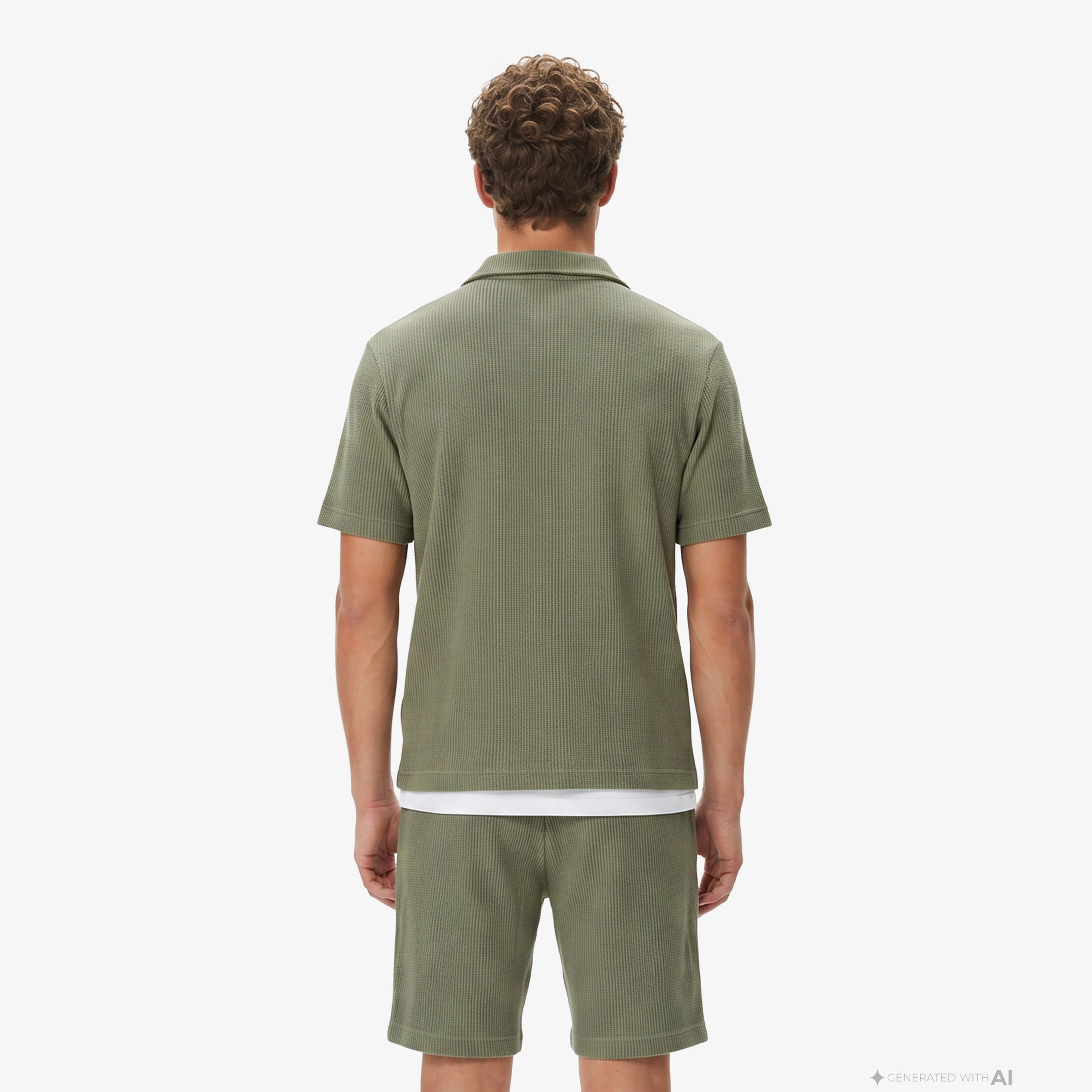 Erkek Relaxed Fit Kısa Kollu Çizgili Haki Gömlek Erkek Relaxed Fit Kısa Kollu Çizgili Haki Gömlek