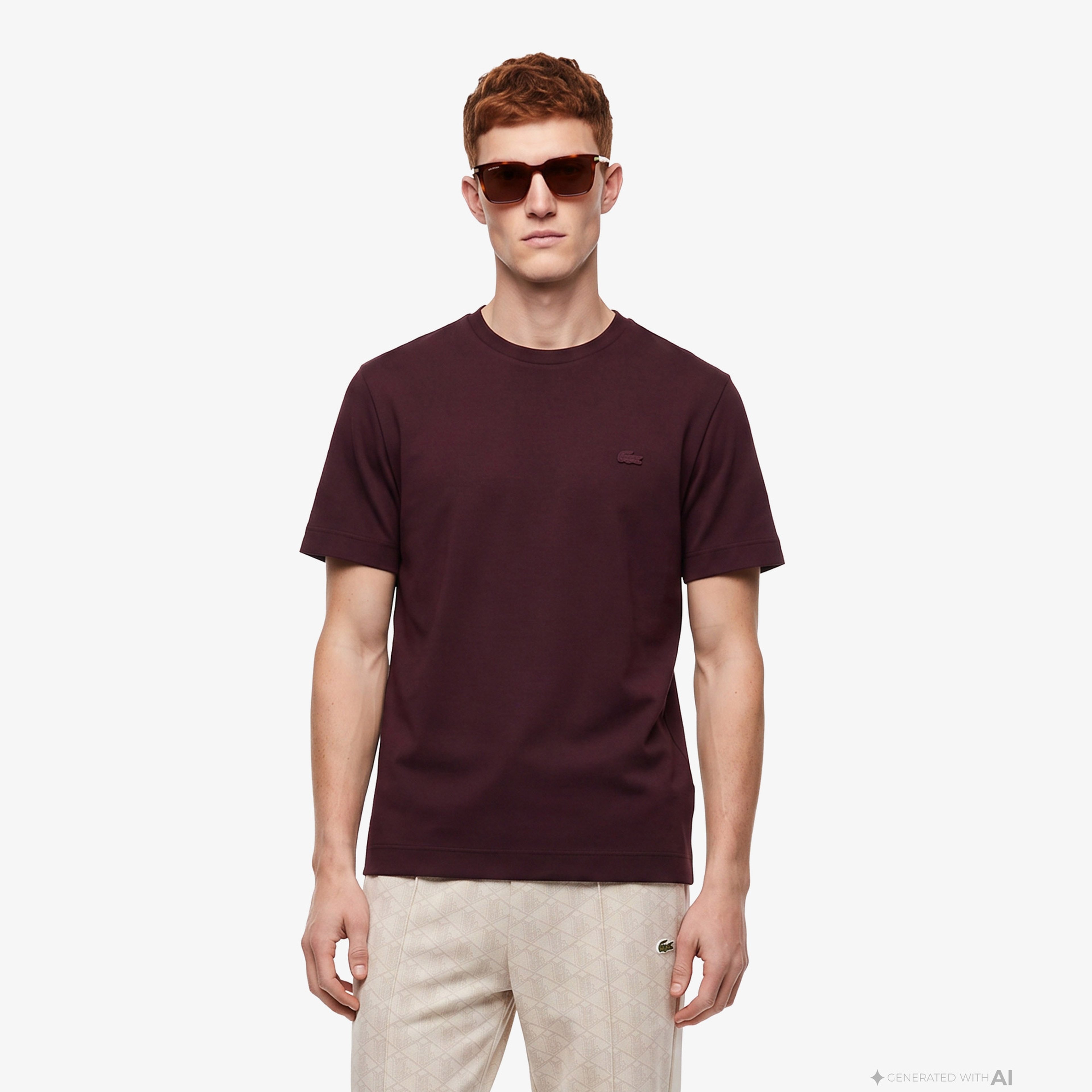 Erkek Oversize Fit Bisiklet Yaka Bordo T-Shirt Erkek Oversize Fit Bisiklet Yaka Bordo T-Shirt