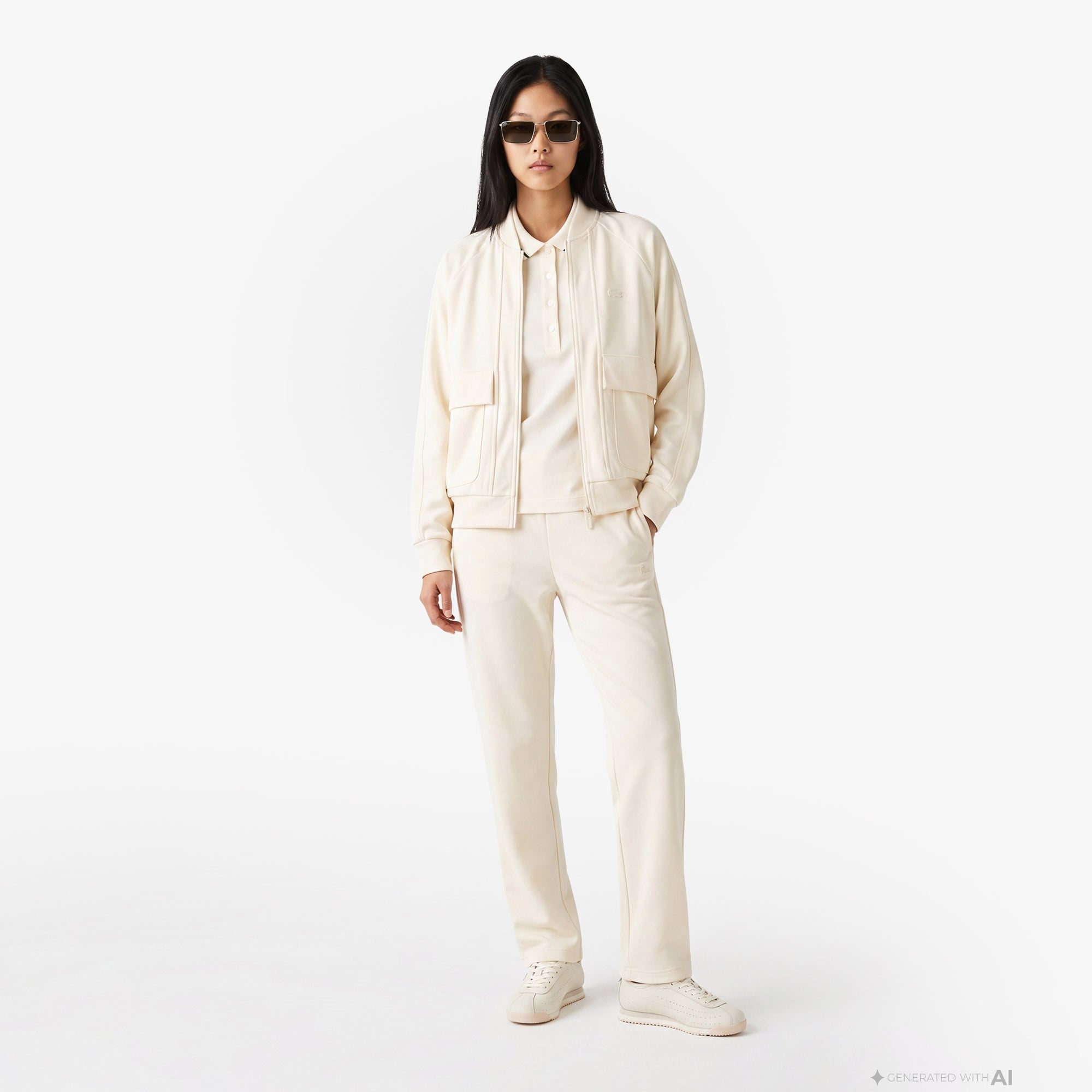 Kadın Regular Fit Fermuarlı Krem Sweatshirt