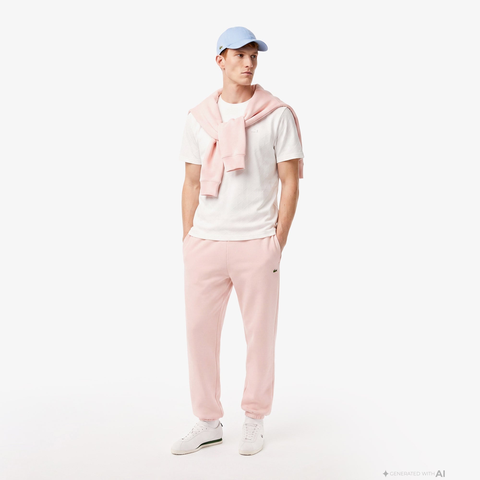 Erkek Relaxed Fit Bisiklet Yaka Monogram Beyaz T-Shirt