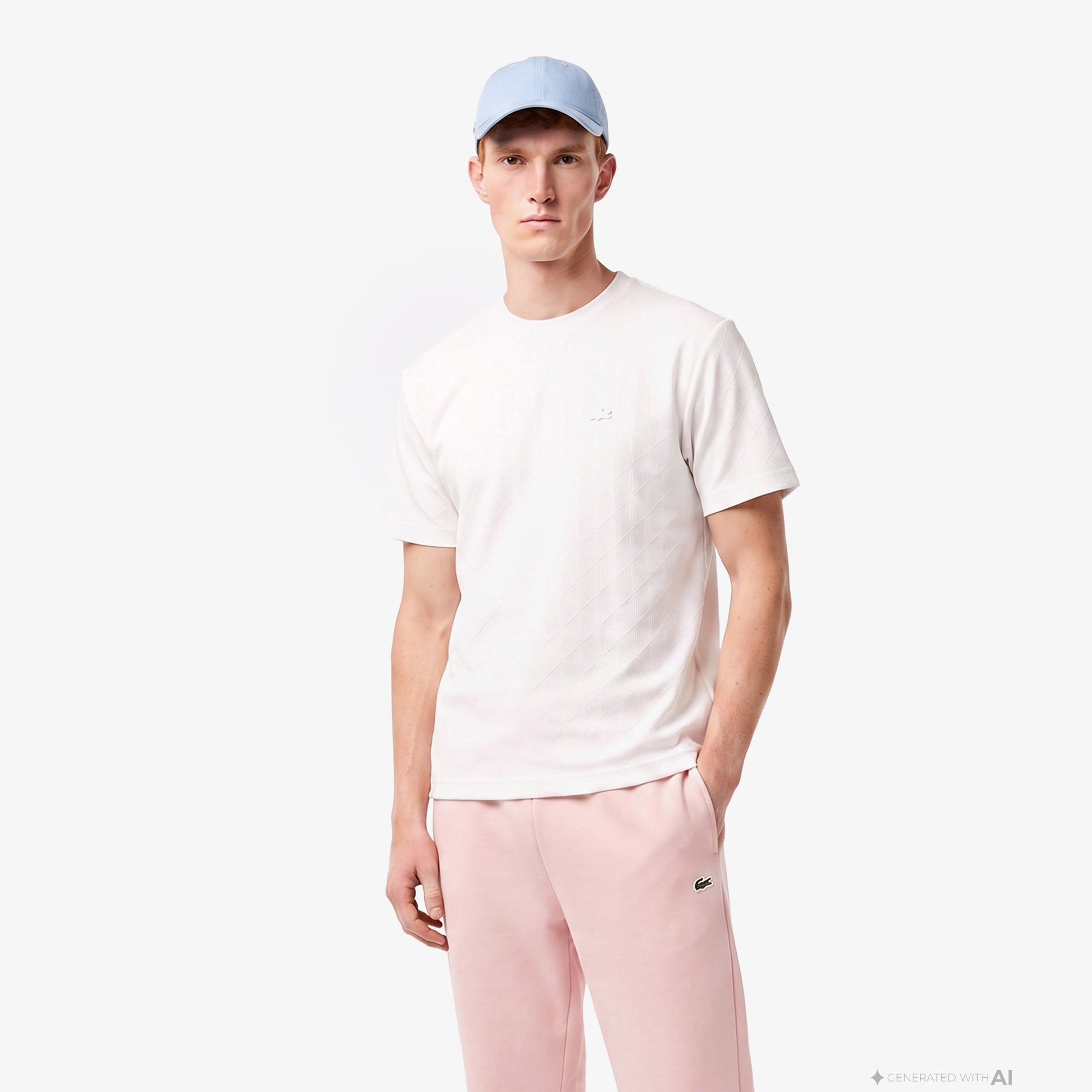 Erkek Relaxed Fit Bisiklet Yaka Monogram Beyaz T-Shirt