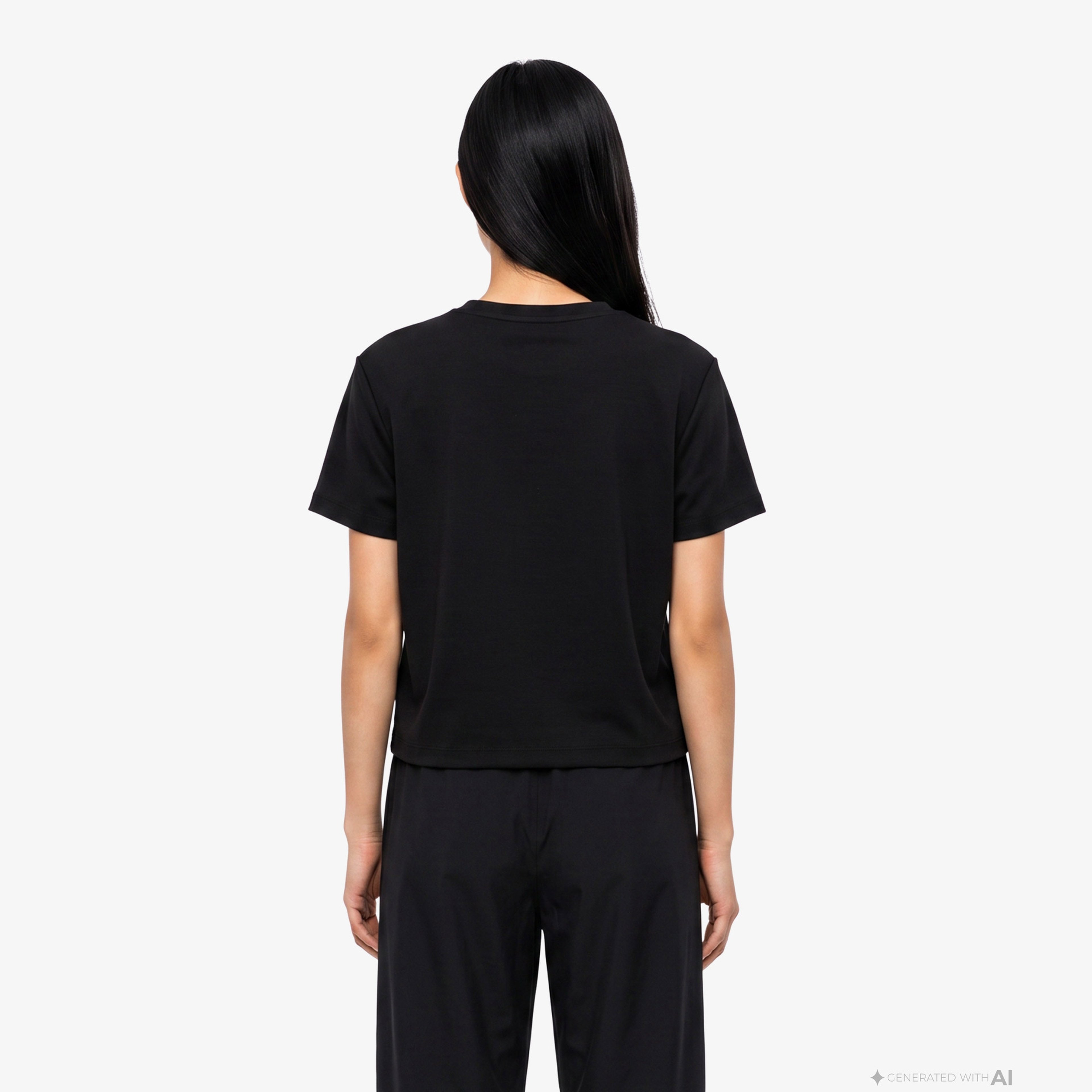 Kadın Loose Fit Bisiklet Yaka Siyah T-Shirt