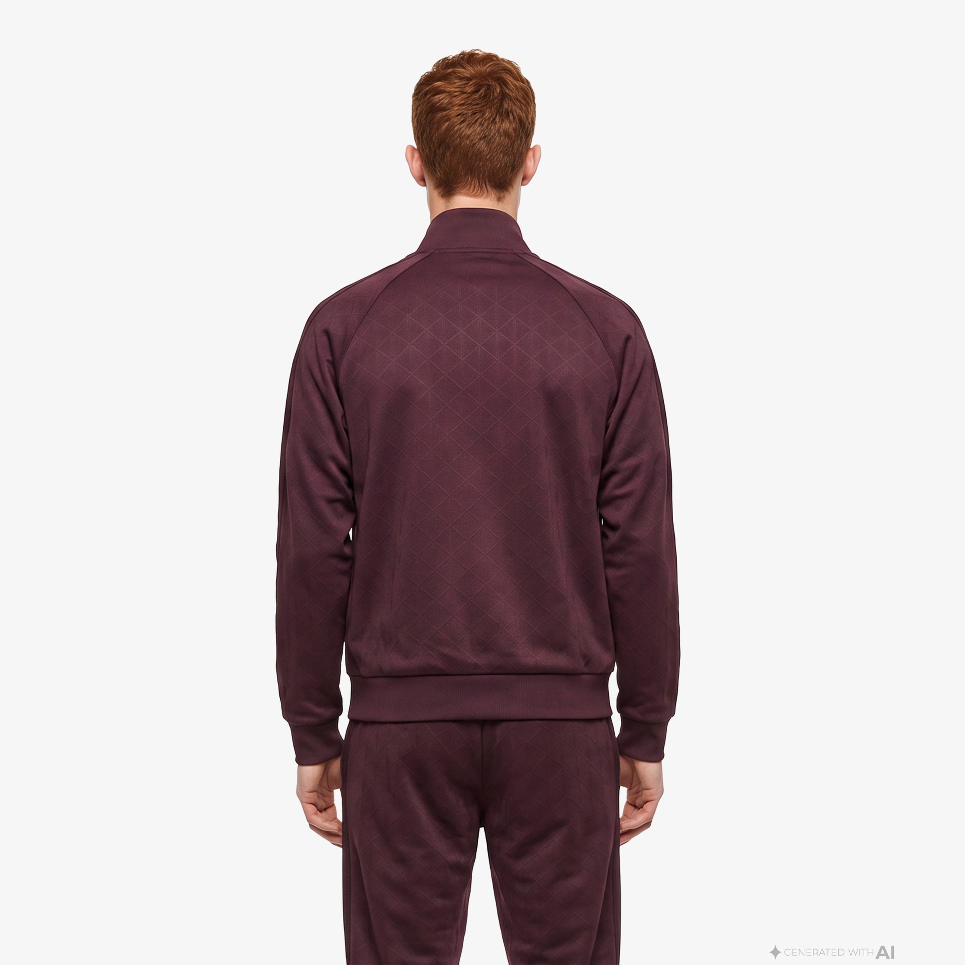 Erkek Regular Fit Fermuarlı Monogram Bordo Sweatshirt