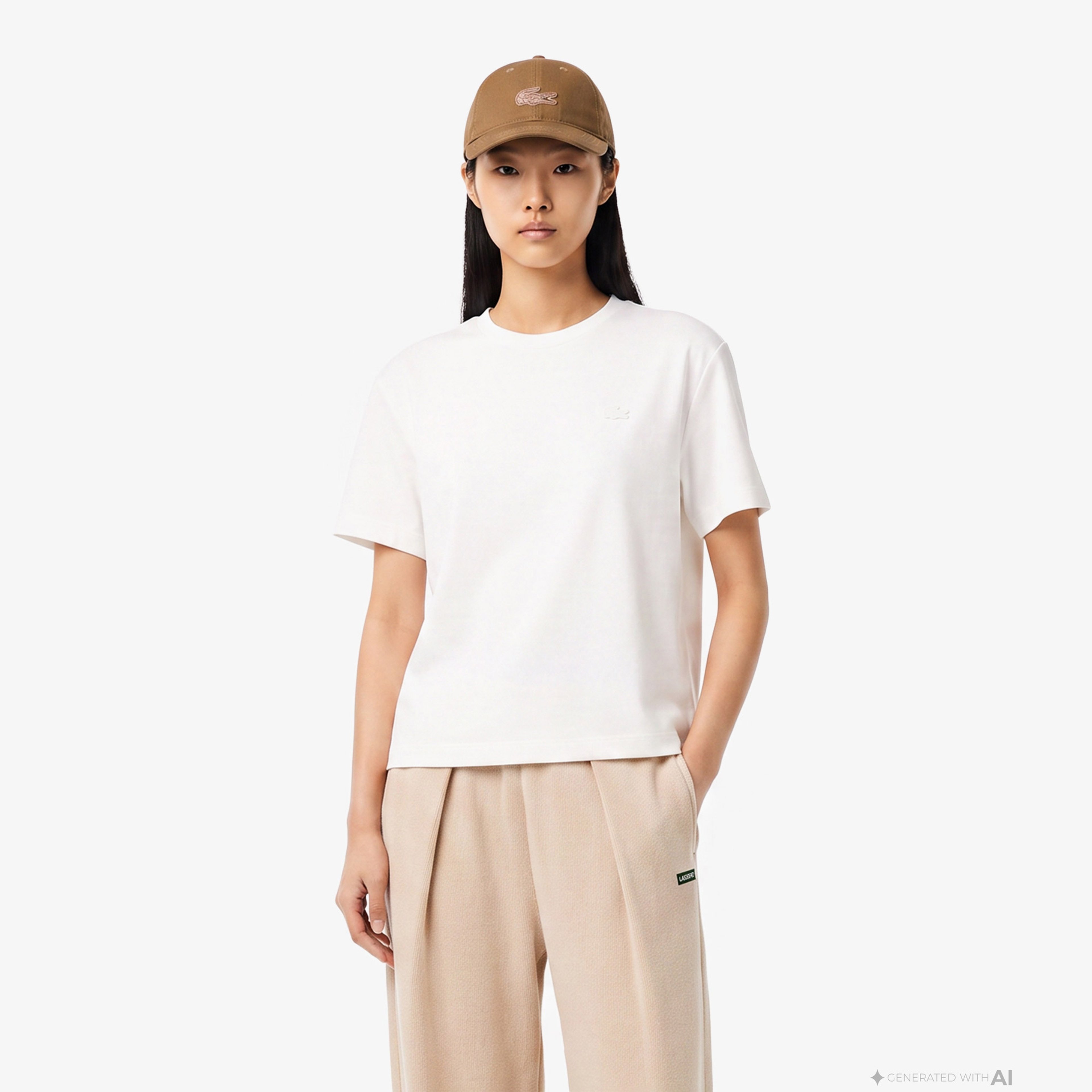 Kadın Loose Fit Bisiklet Yaka Beyaz T-Shirt