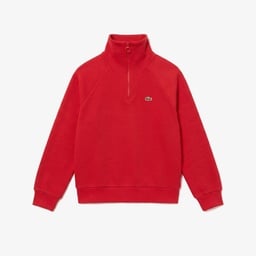 Kadın Regular Fit Yarım Fermuarlı Kırmızı Sweatshirt Kırmızı