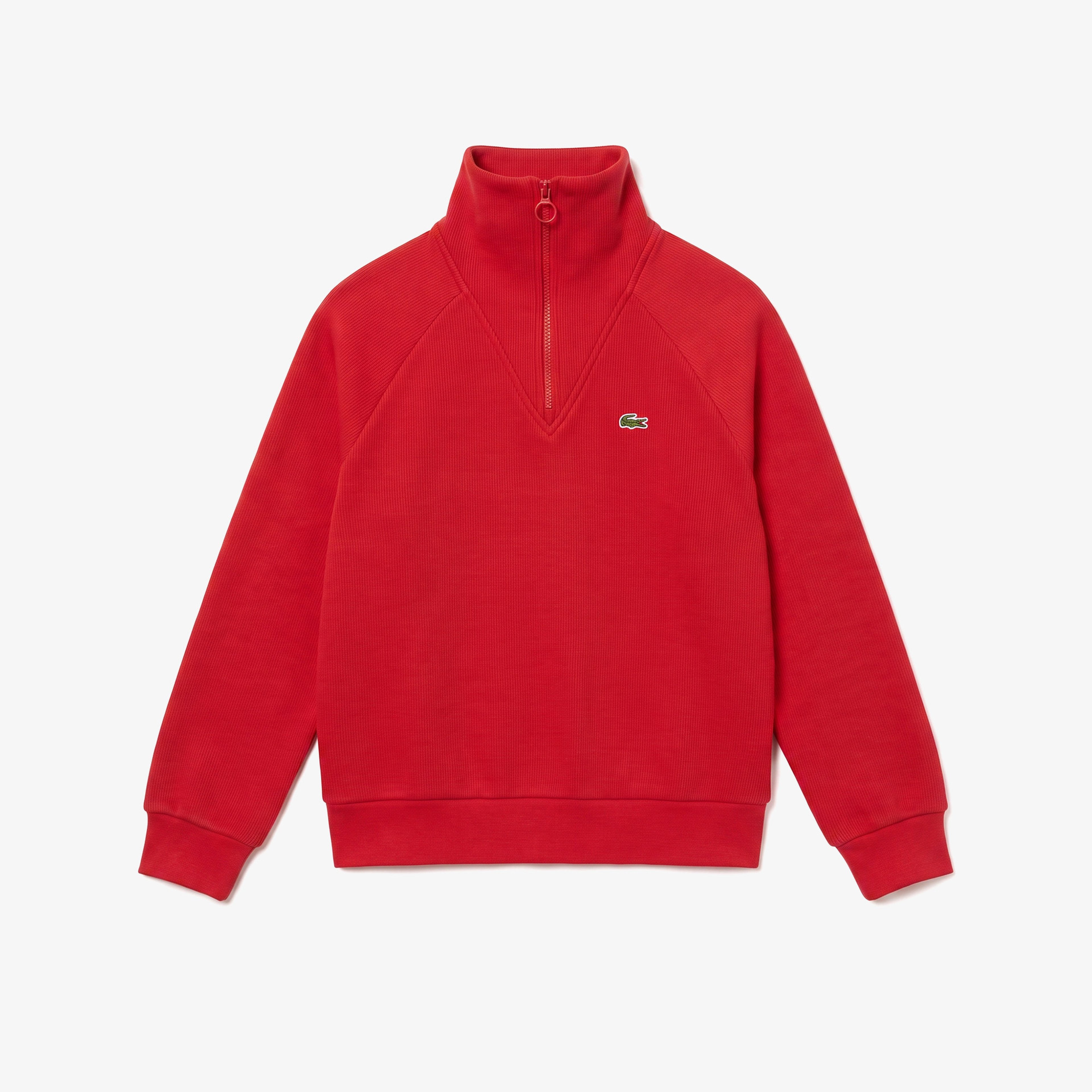 Kadın Regular Fit Yarım Fermuarlı Kırmızı Sweatshirt
