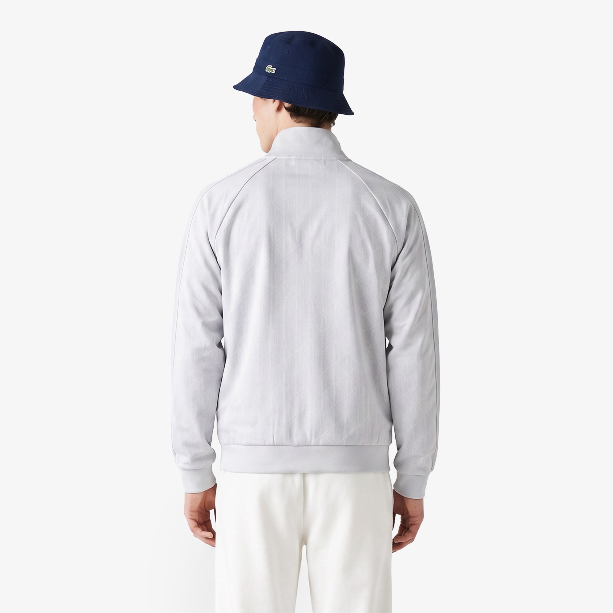 Erkek Regular Fit Fermuarlı Monogram Gri Sweatshirt