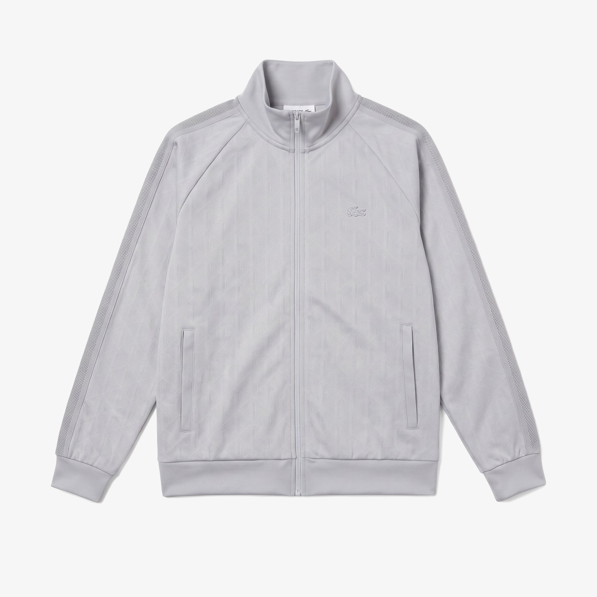 Erkek Regular Fit Fermuarlı Monogram Gri Sweatshirt