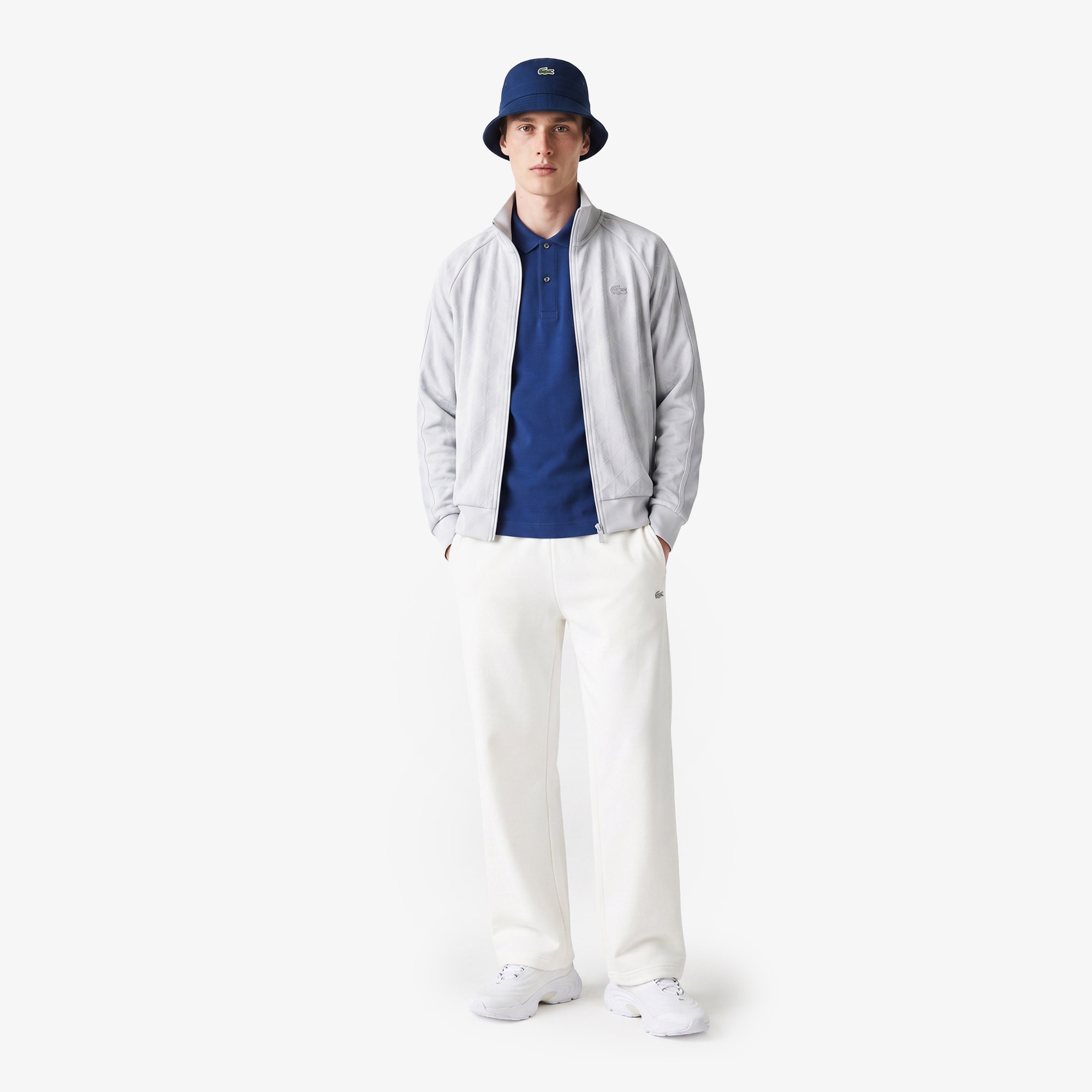 Erkek Regular Fit Fermuarlı Monogram Gri Sweatshirt
