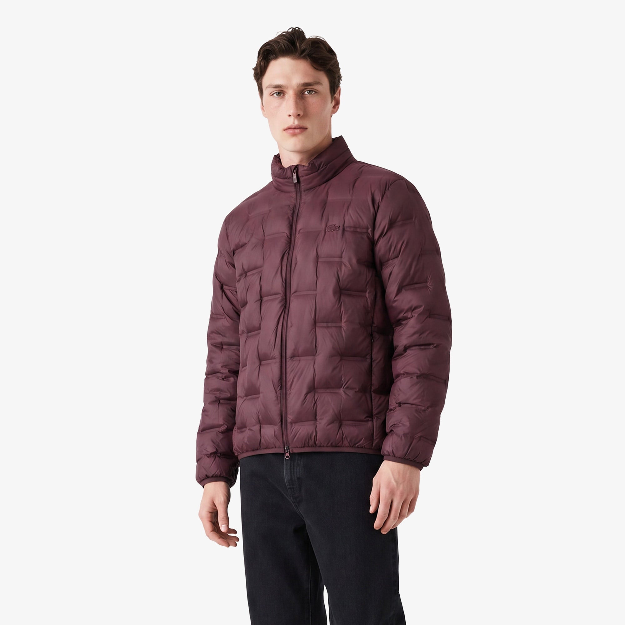 Erkek Regular Fit Dik Yaka Kapitone Bordo Mont