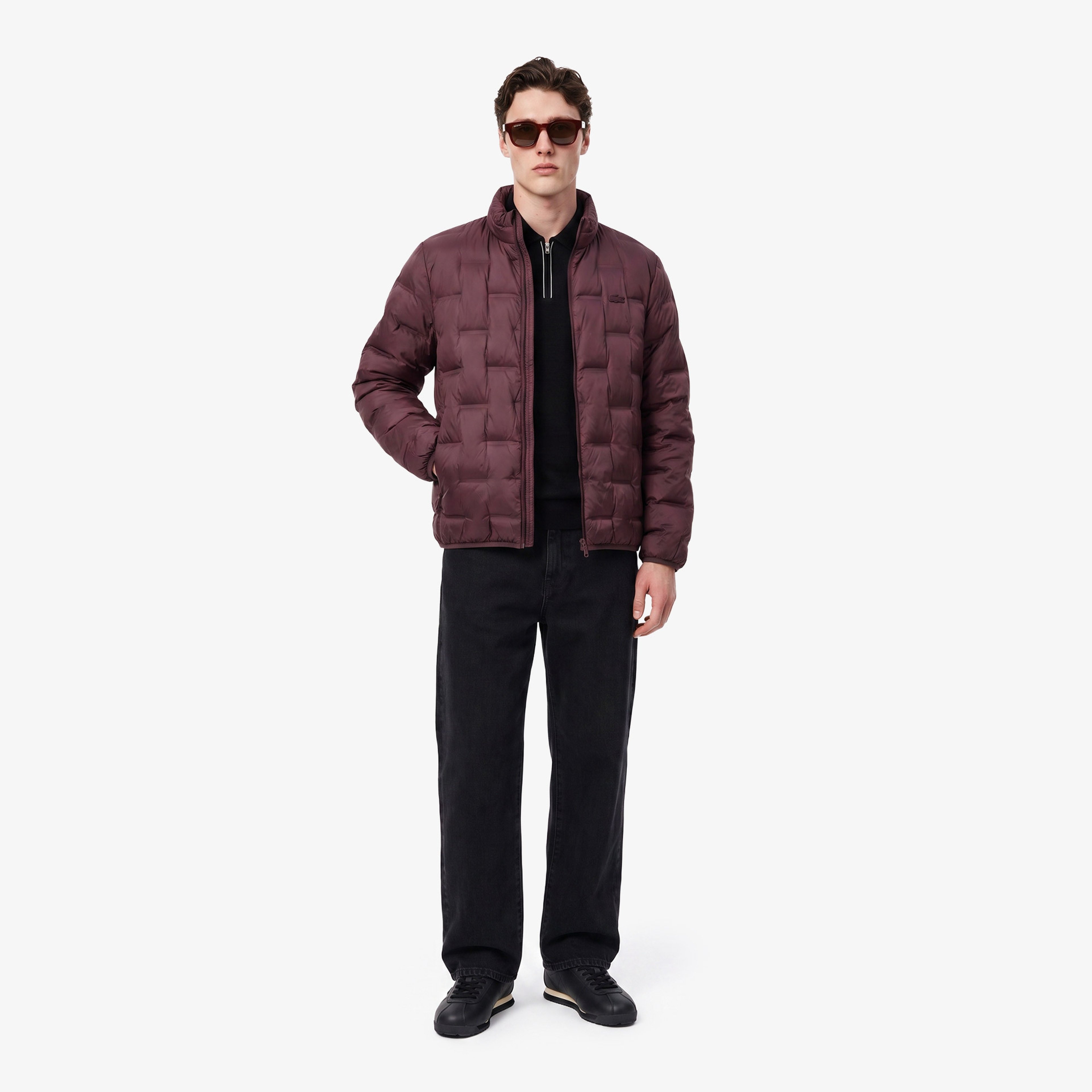 Erkek Regular Fit Dik Yaka Kapitone Bordo Mont