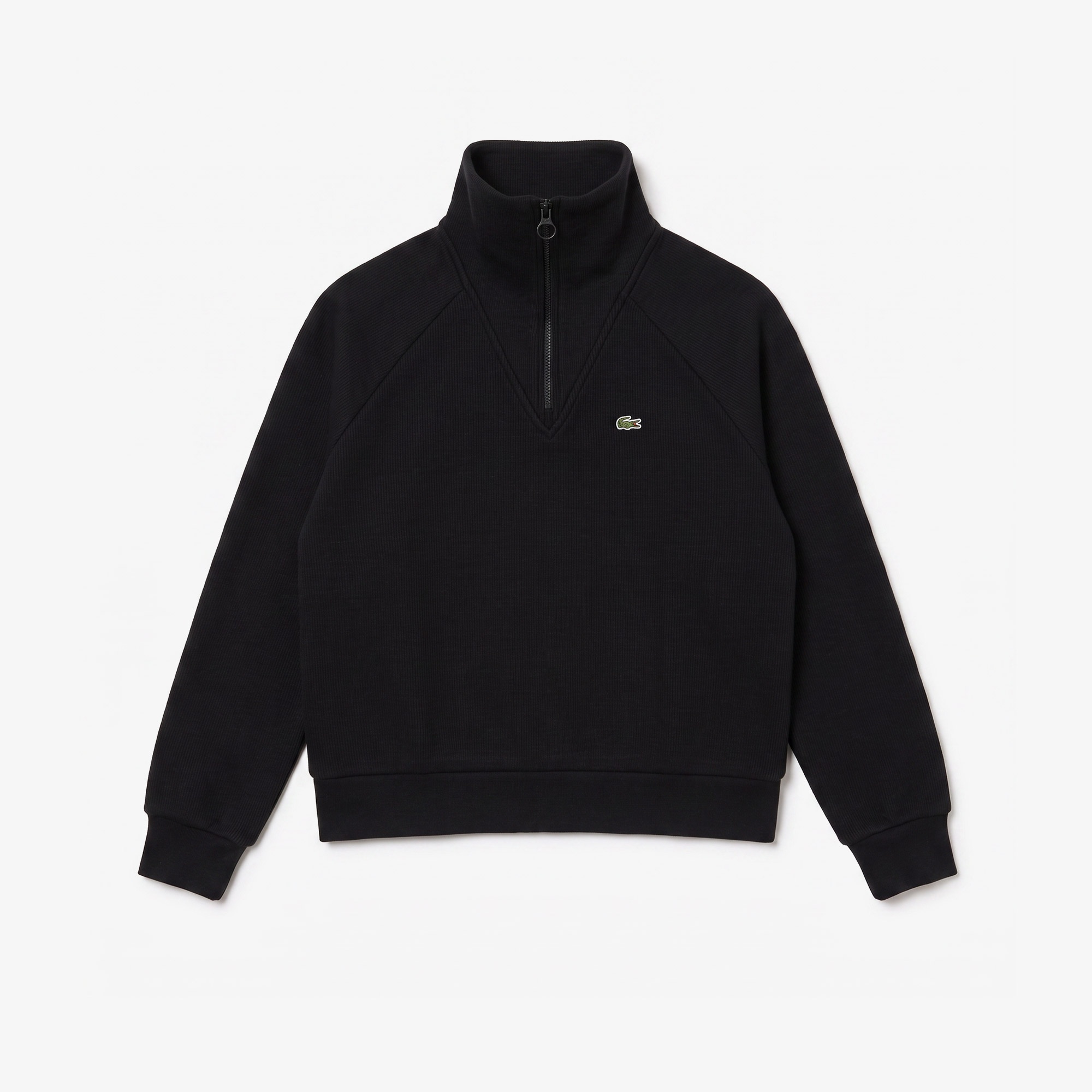 Kadın Regular Fit Yarım Fermuarlı Siyah Sweatshirt