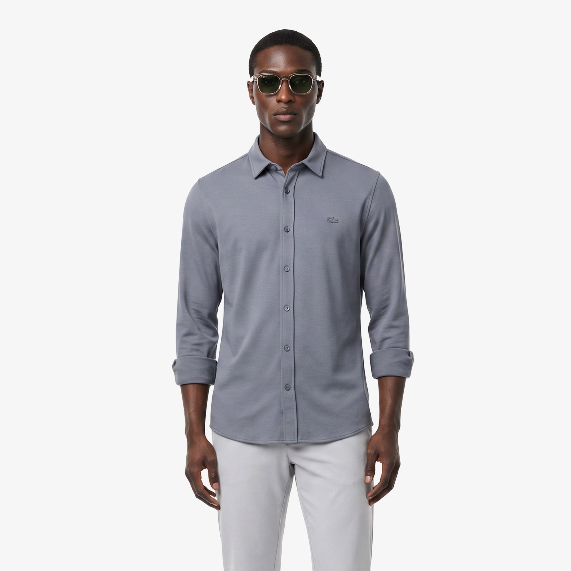 Erkek Slim Fit Koyu Gri Gömlek