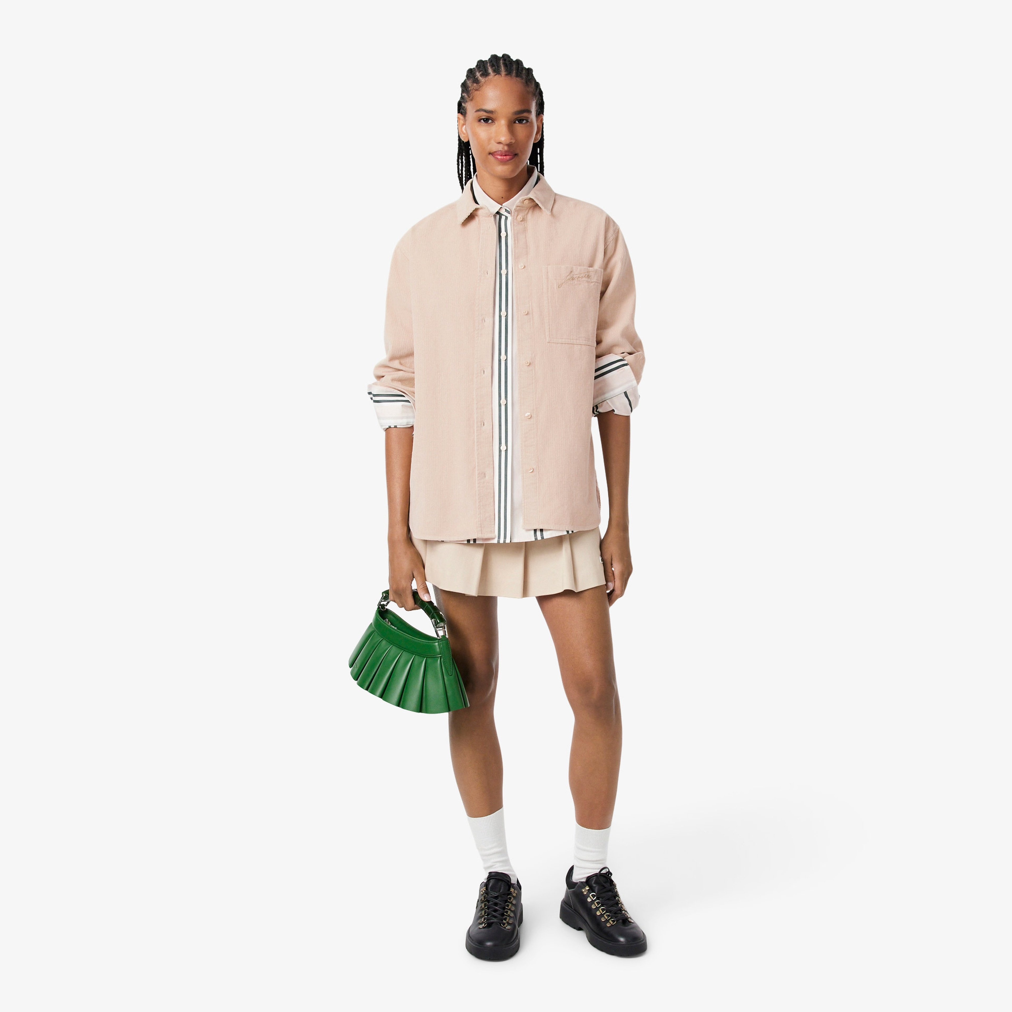 Kadın Oversize Fit Kadife Bej Gömlek Kadın Oversize Fit Kadife Bej Gömlek