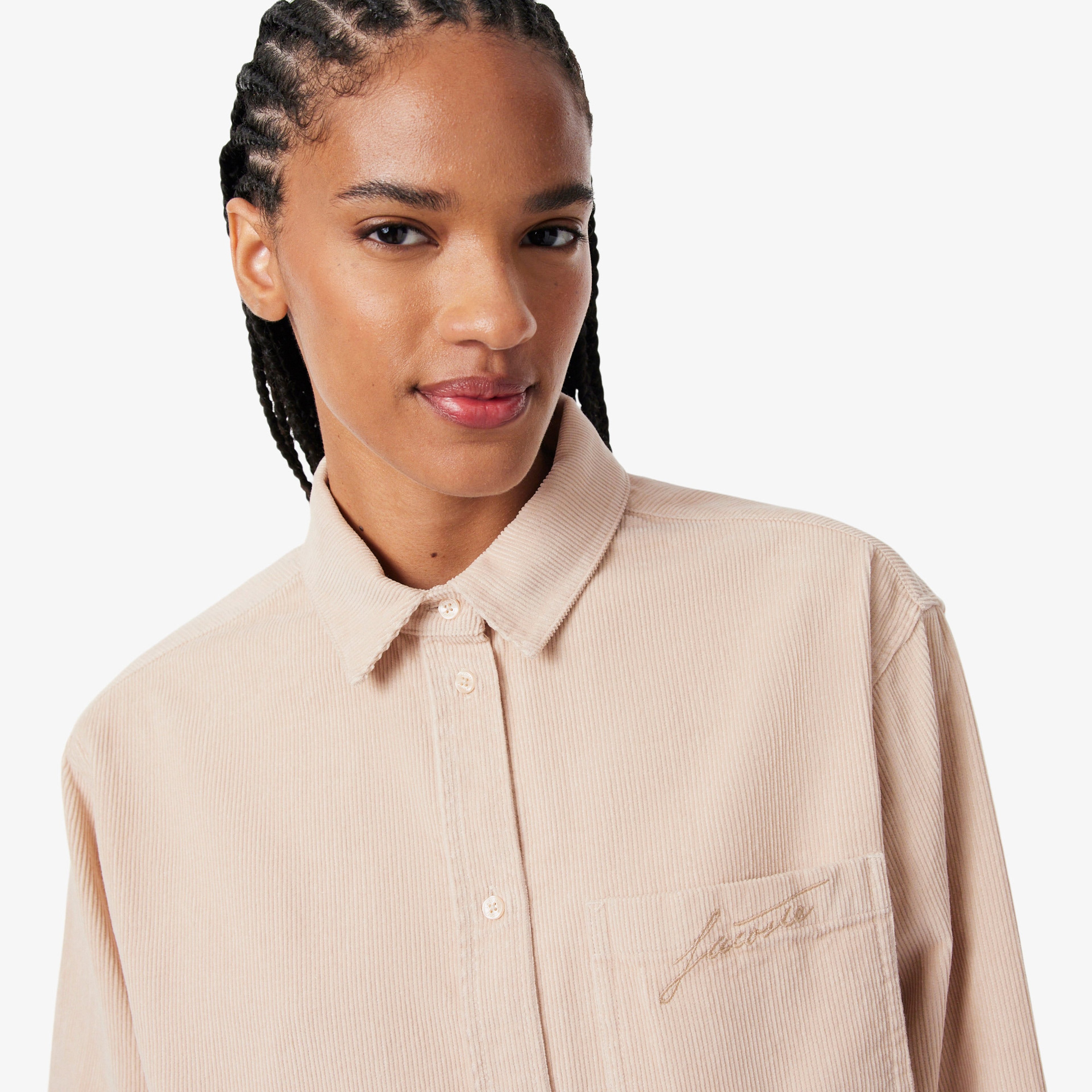 Kadın Oversize Fit Kadife Bej Gömlek Kadın Oversize Fit Kadife Bej Gömlek