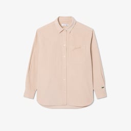 Kadın Oversize Fit Kadife Bej Gömlek Bej