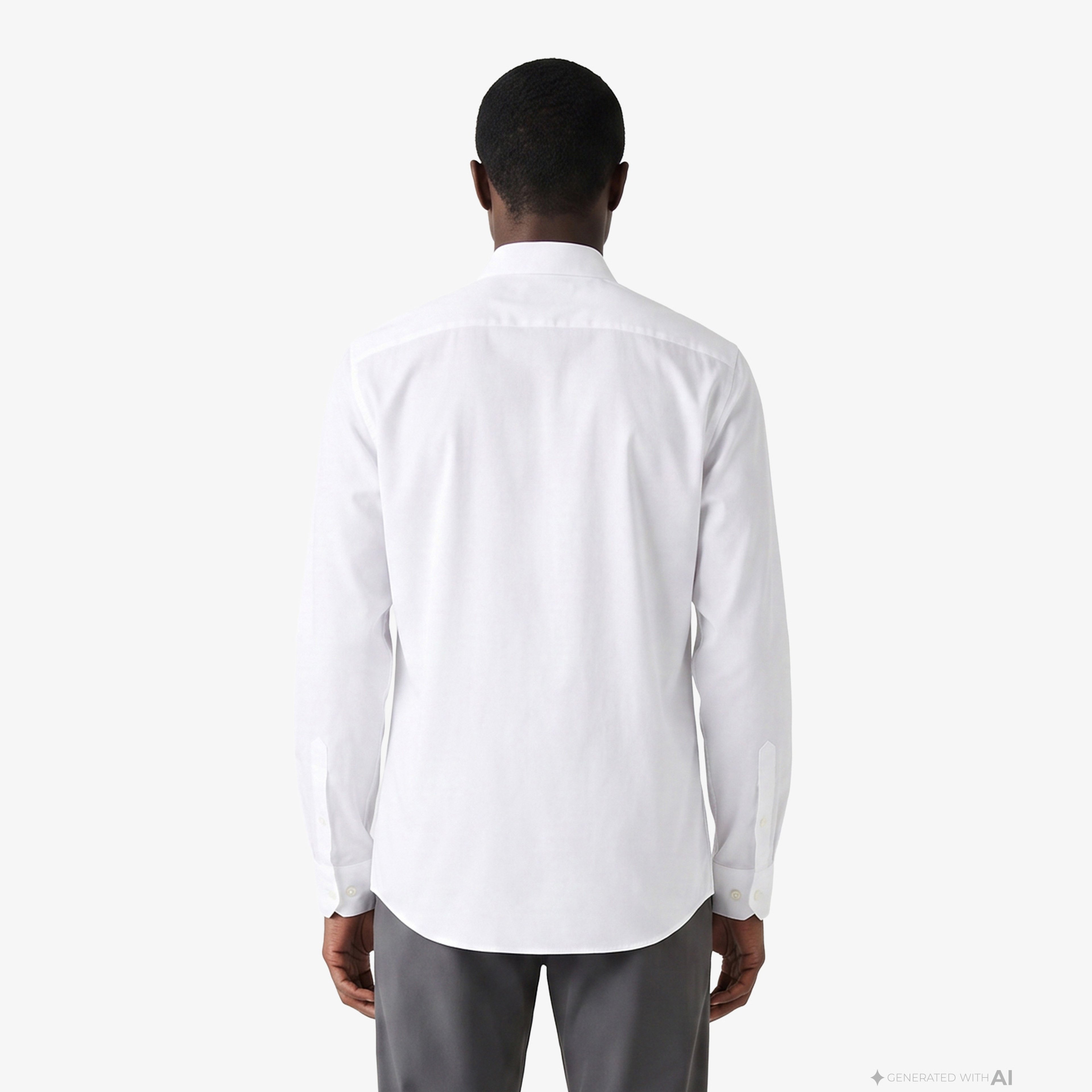Erkek Slim Fit Düğmeli Yaka Beyaz Gömlek