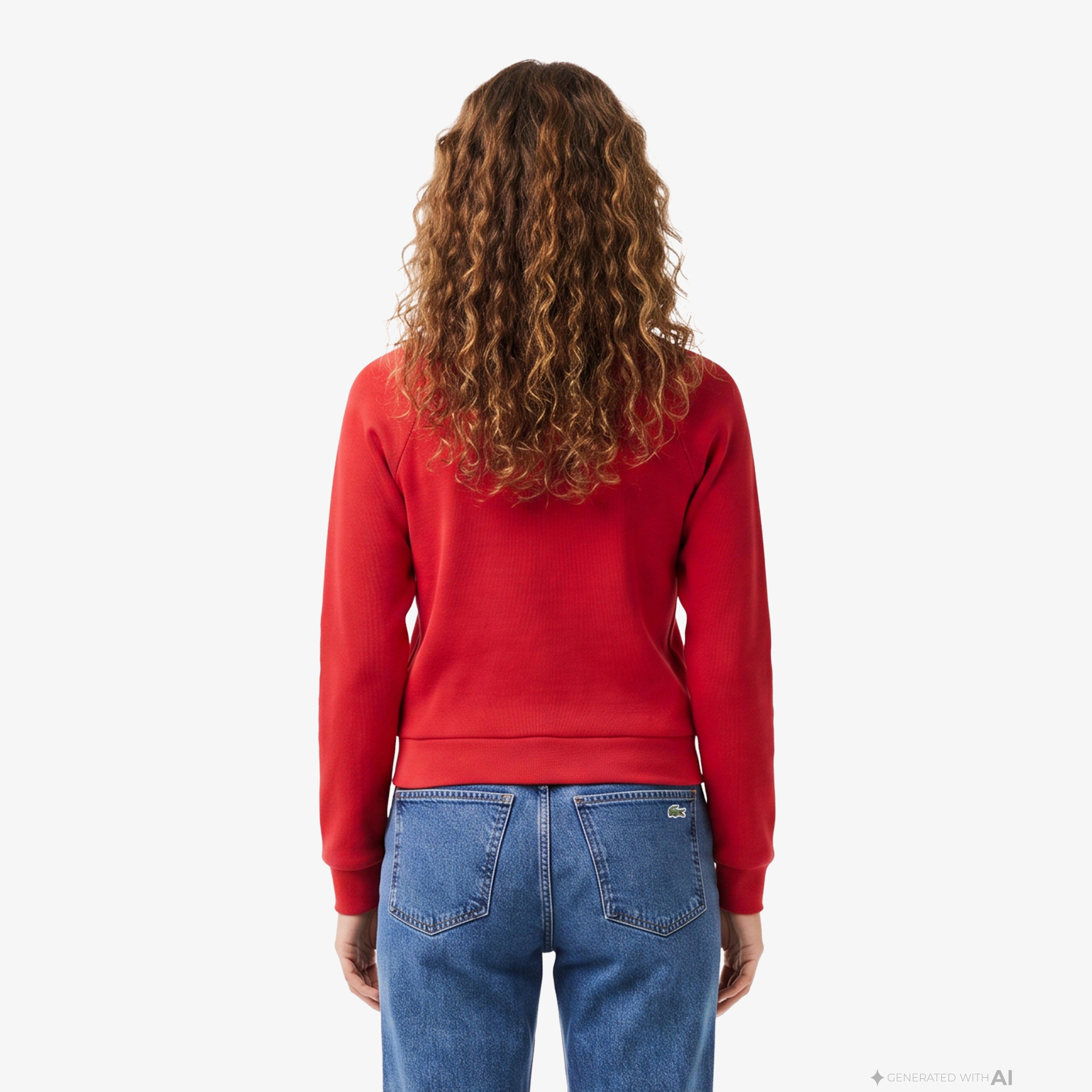 Kadın Regular Fit Yarım Fermuarlı Kırmızı Sweatshirt