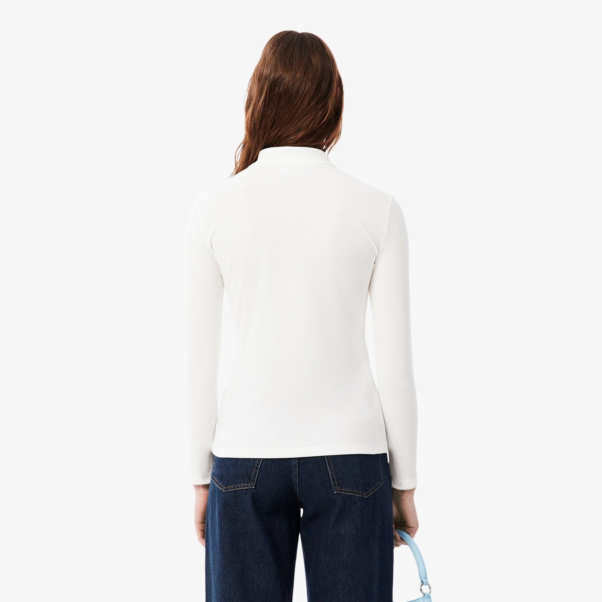 L.12.D Kadın Regular Fit Uzun Kollu Beyaz Polo