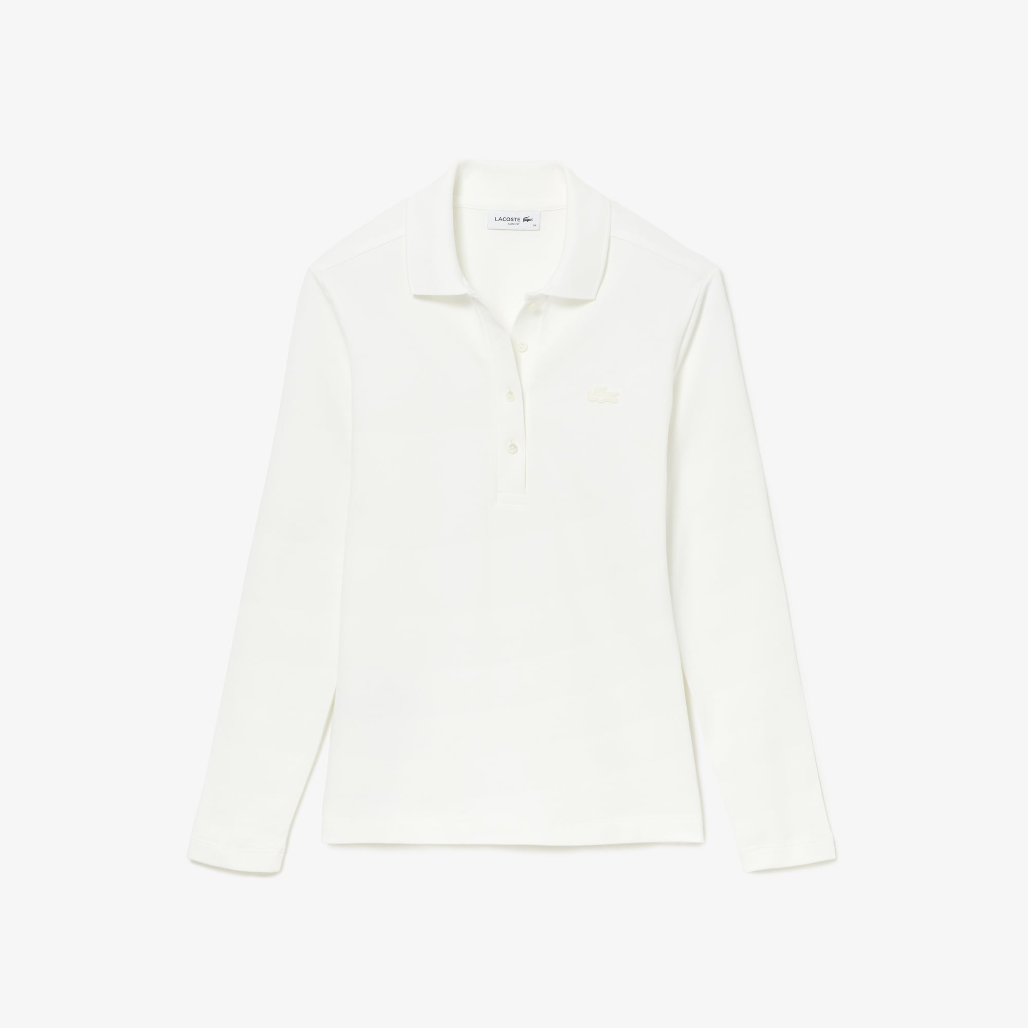 L.12.D Kadın Regular Fit Uzun Kollu Beyaz Polo