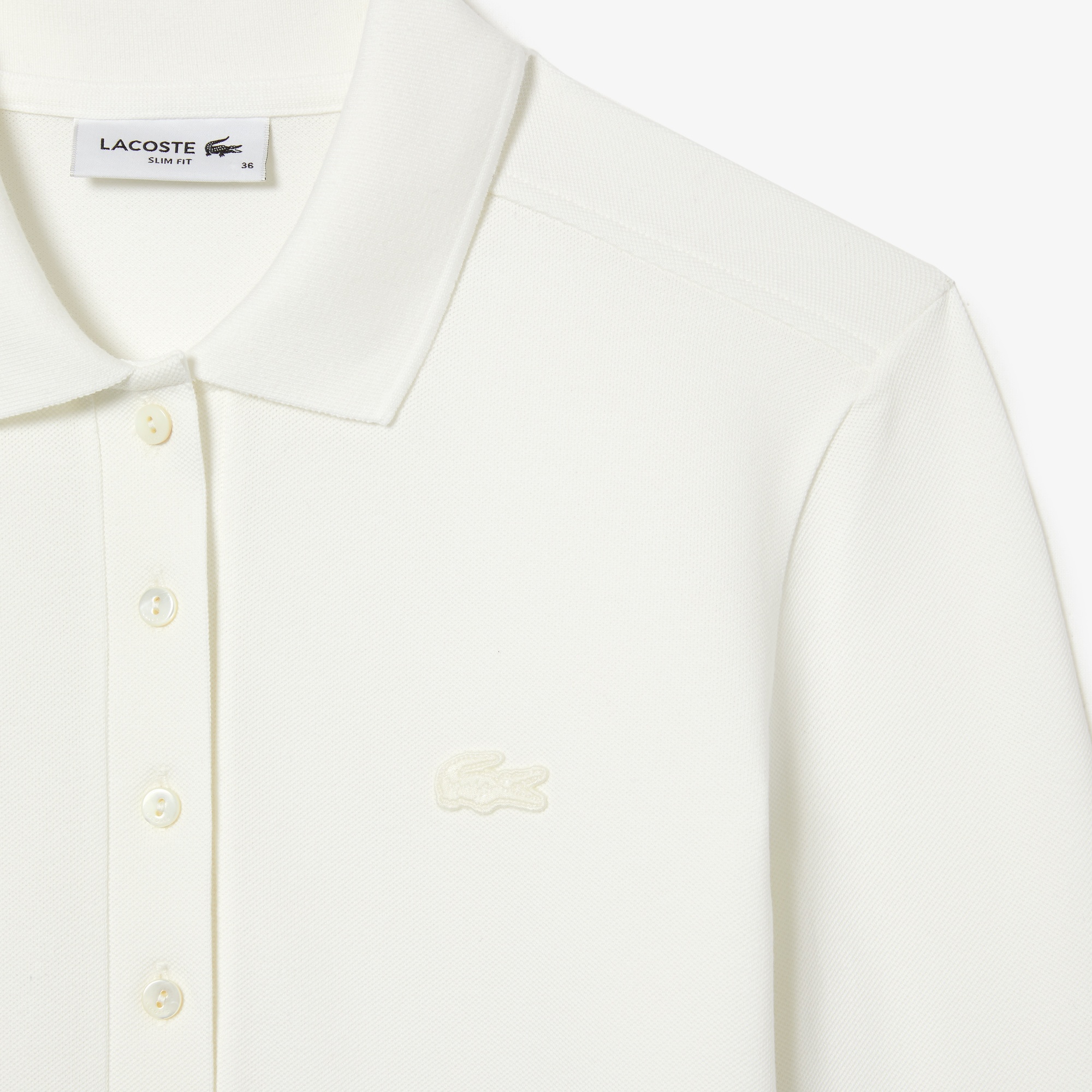 L.12.D Kadın Regular Fit Uzun Kollu Beyaz Polo