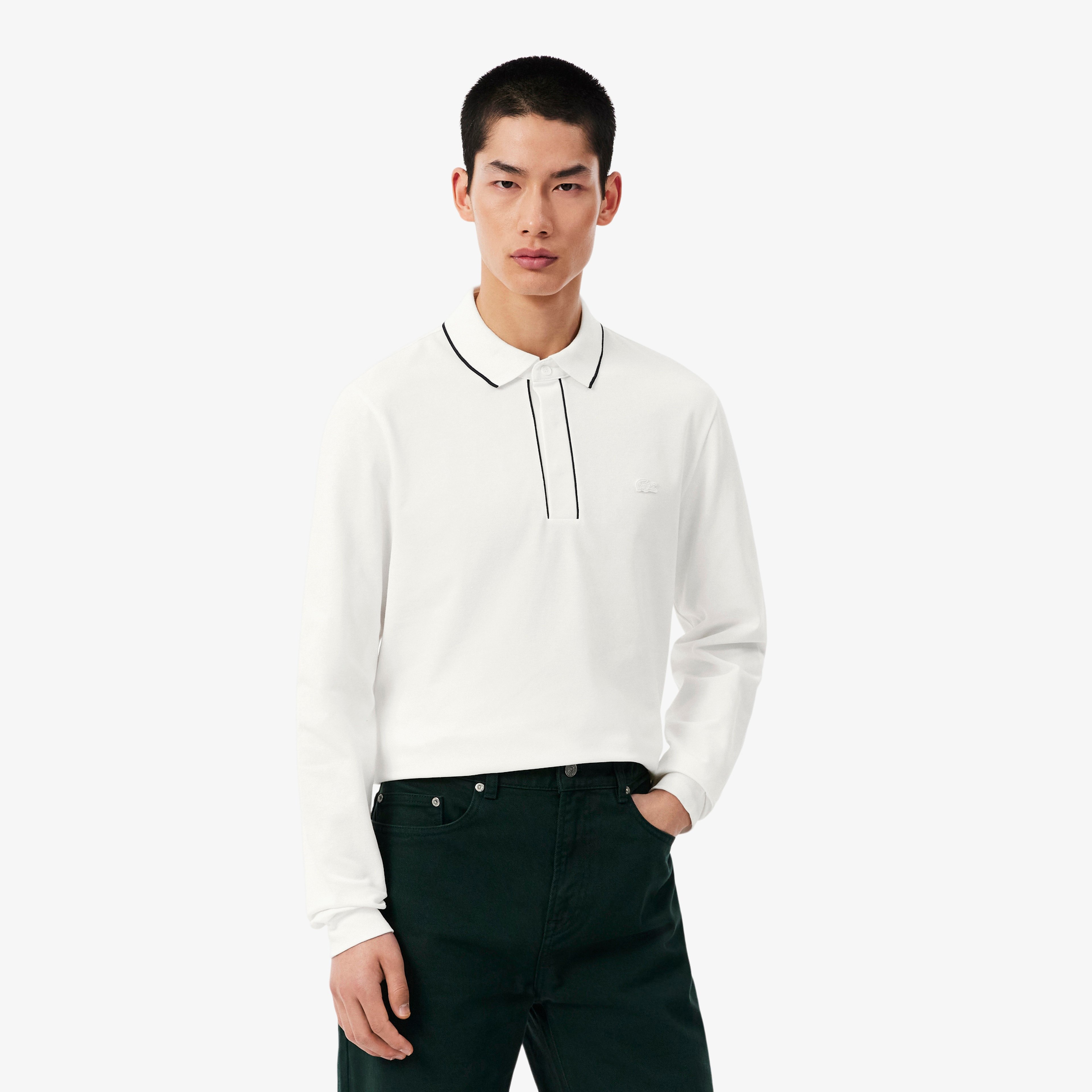 Erkek Regular Fit Uzun Kollu Beyaz Paris Polo Erkek Regular Fit Uzun Kollu Beyaz Paris Polo