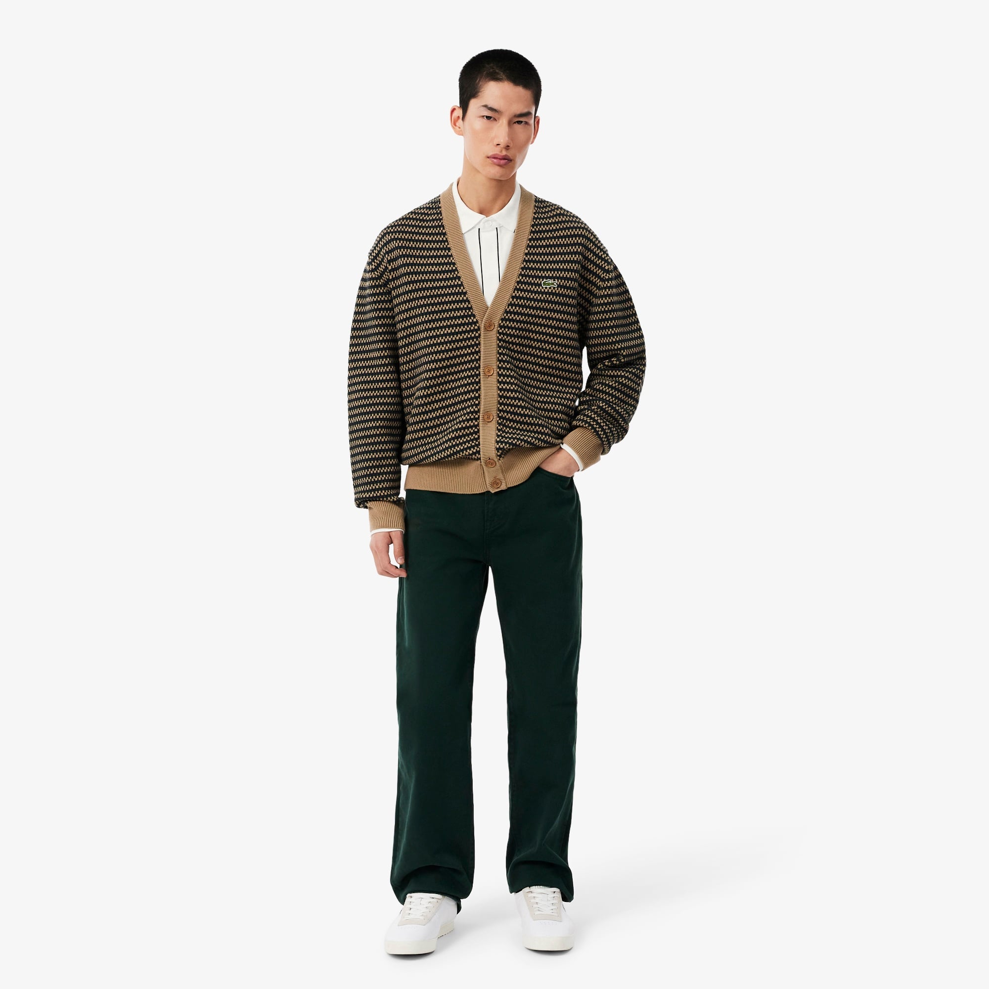 Erkek Regular Fit Uzun Kollu Beyaz Paris Polo