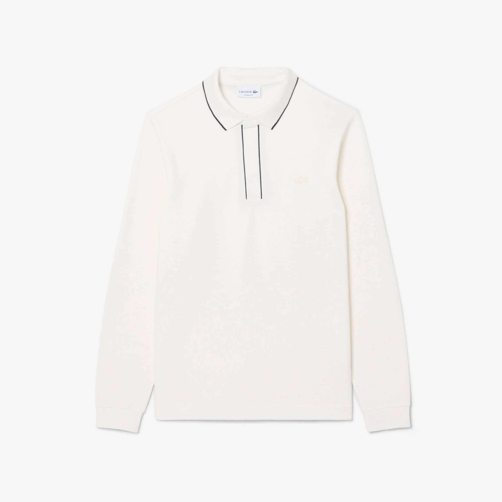 Erkek Regular Fit Uzun Kollu Beyaz Paris Polo