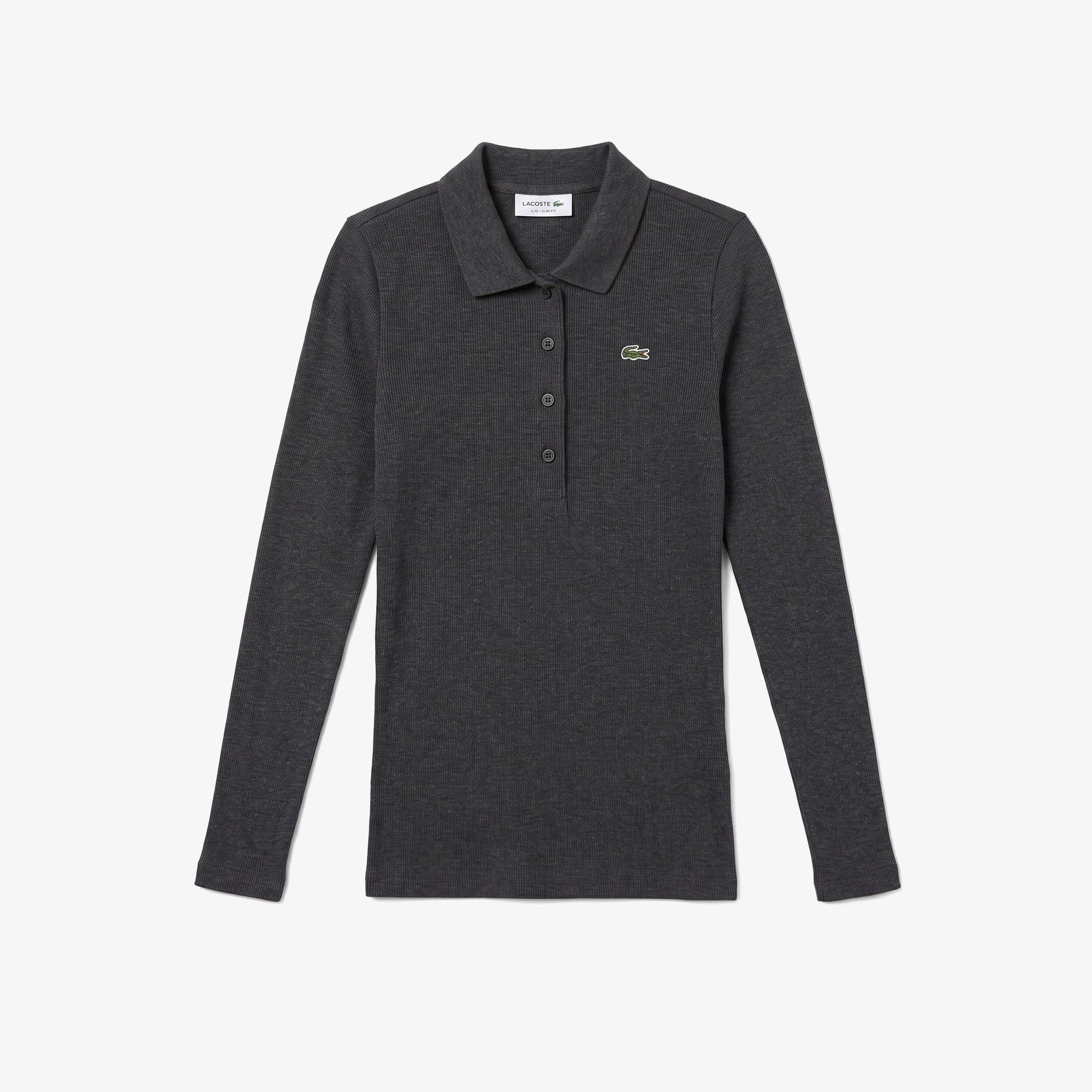 L.12.D Kadın Slim Fit Uzun Kollu Gri Polo