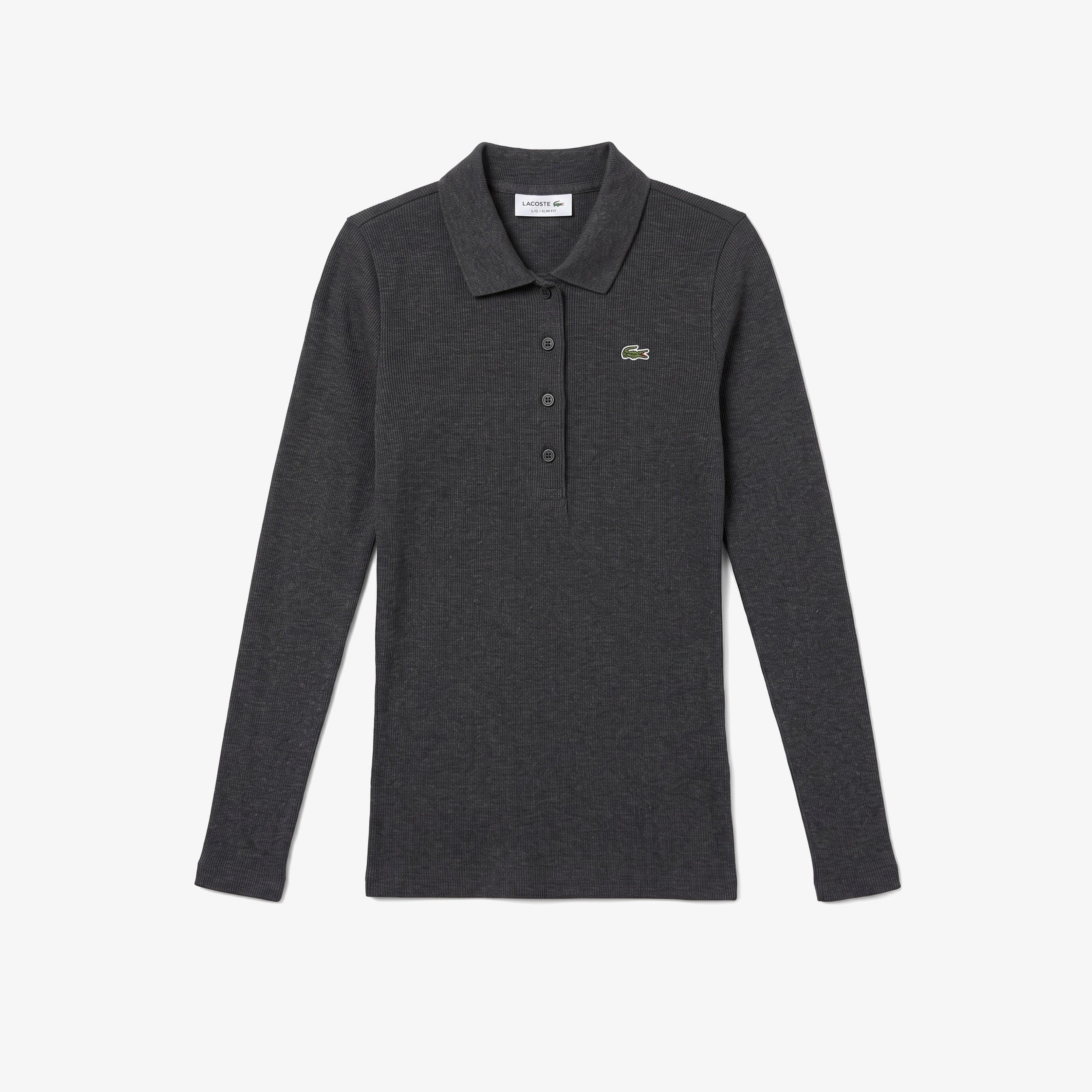 L.12.D Kadın Slim Fit Uzun Kollu Gri Polo