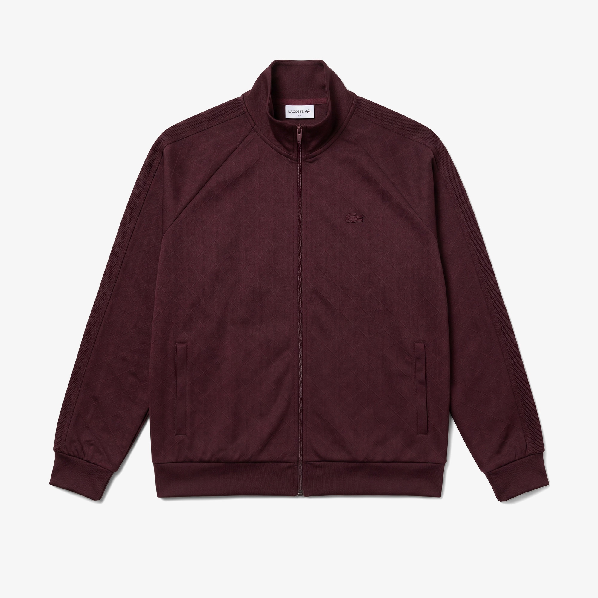 Erkek Regular Fit Fermuarlı Monogram Bordo Sweatshirt
