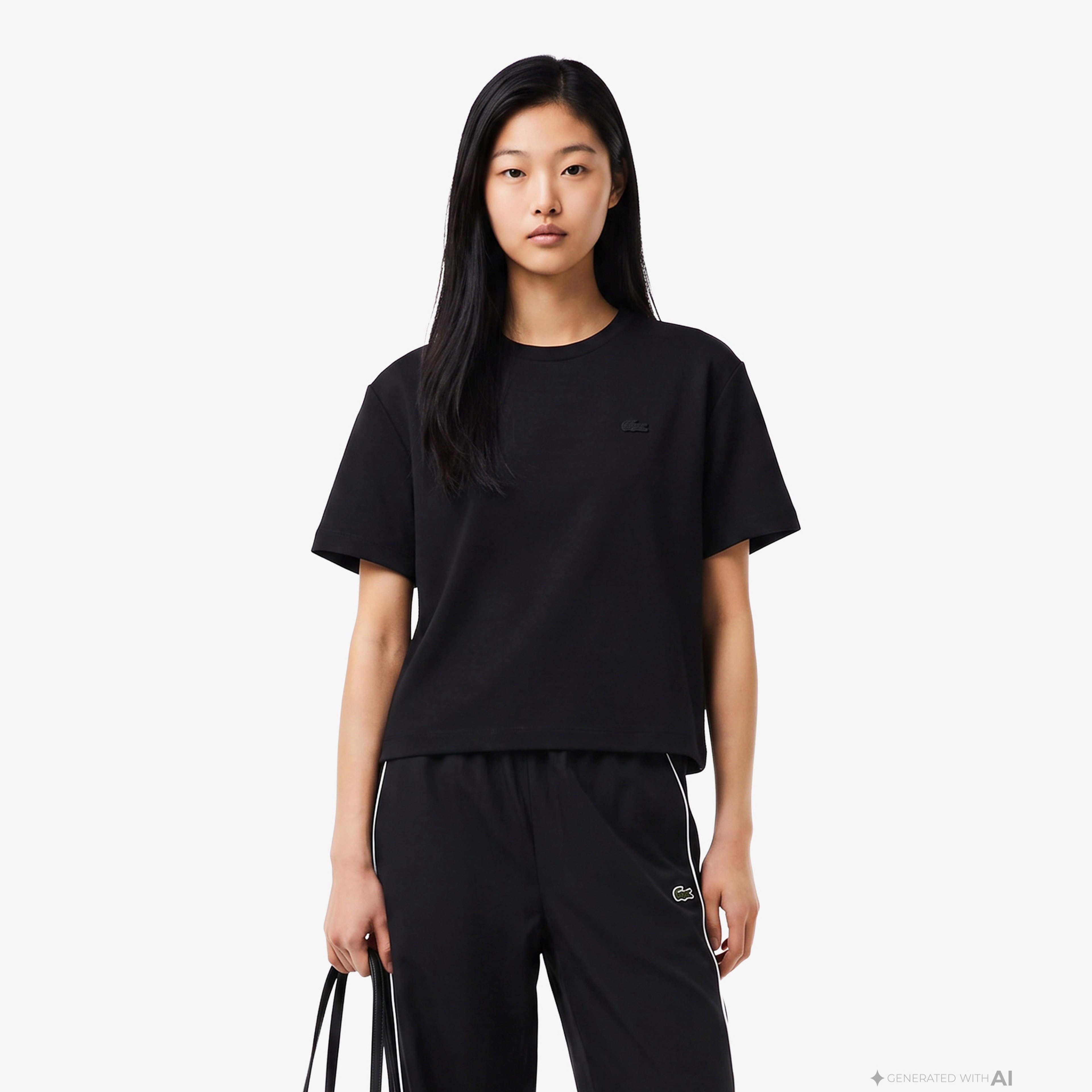 Kadın Loose Fit Bisiklet Yaka Siyah T-Shirt