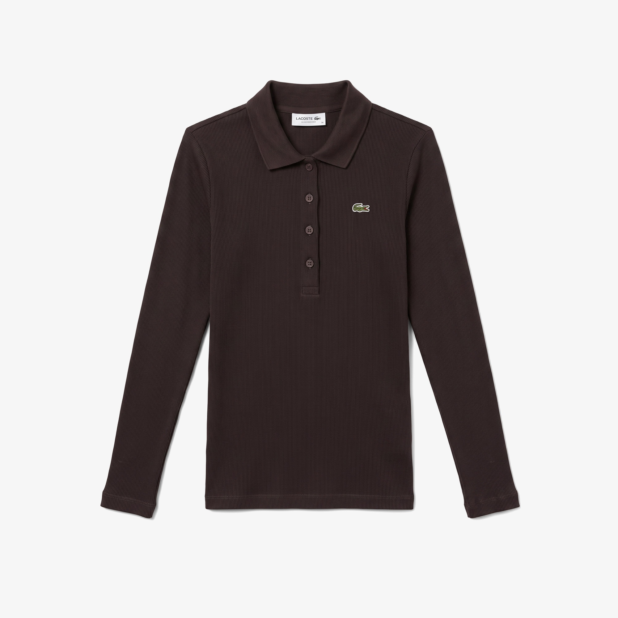 L.12.D Kadın Slim Fit Uzun Kollu Kahverengi Polo