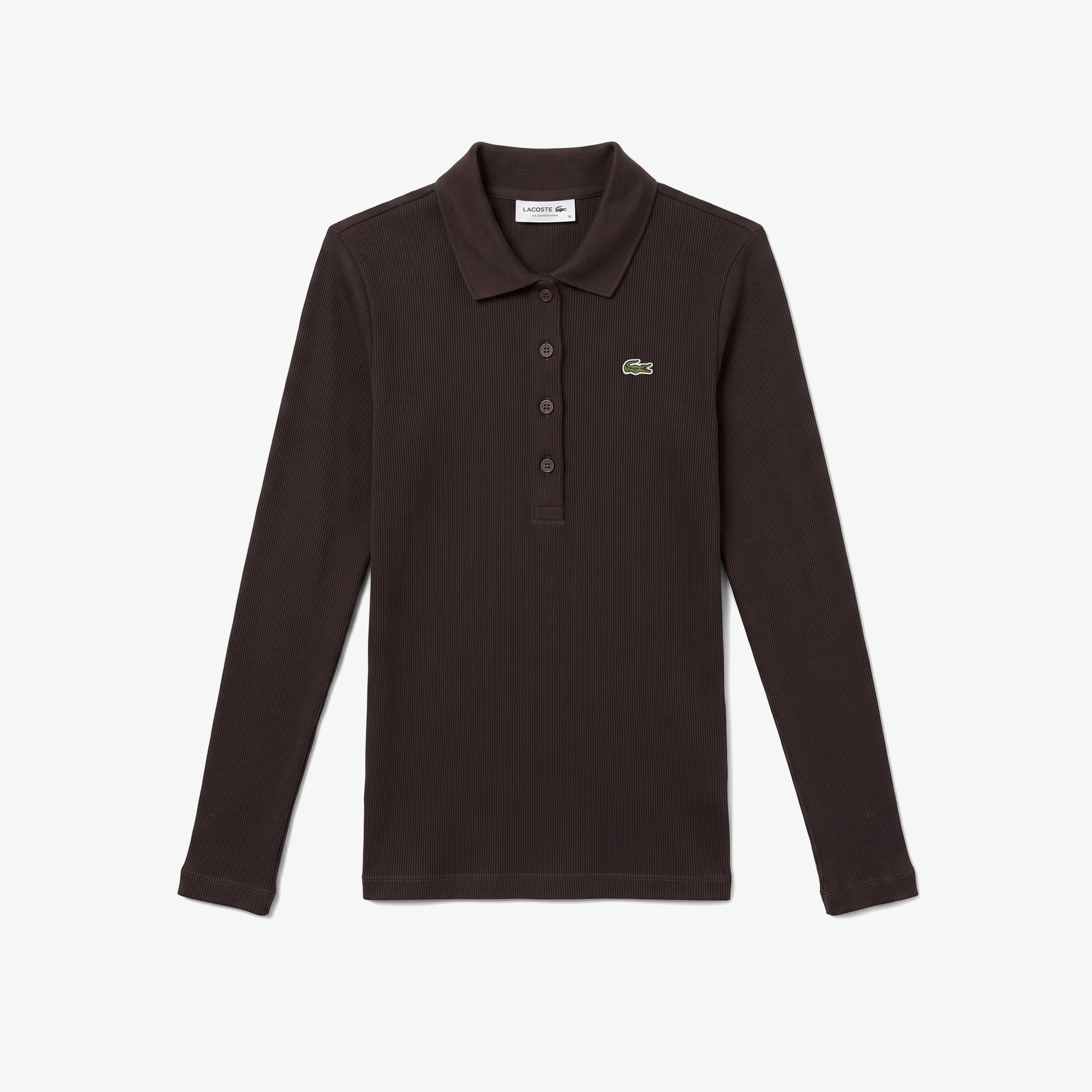 L.12.D Kadın Slim Fit Uzun Kollu Kahverengi Polo