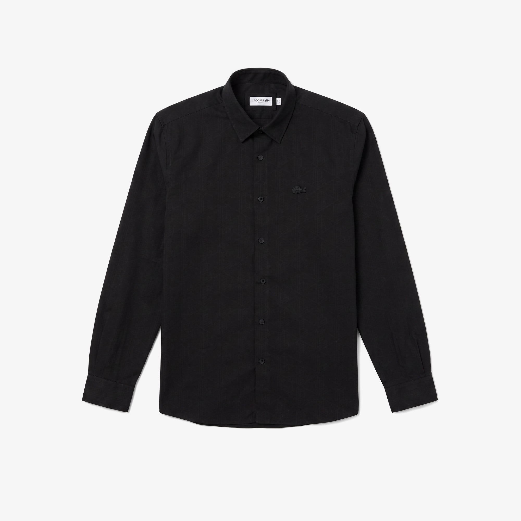 Erkek Slim Fit Düğmeli Yaka Siyah Gömlek