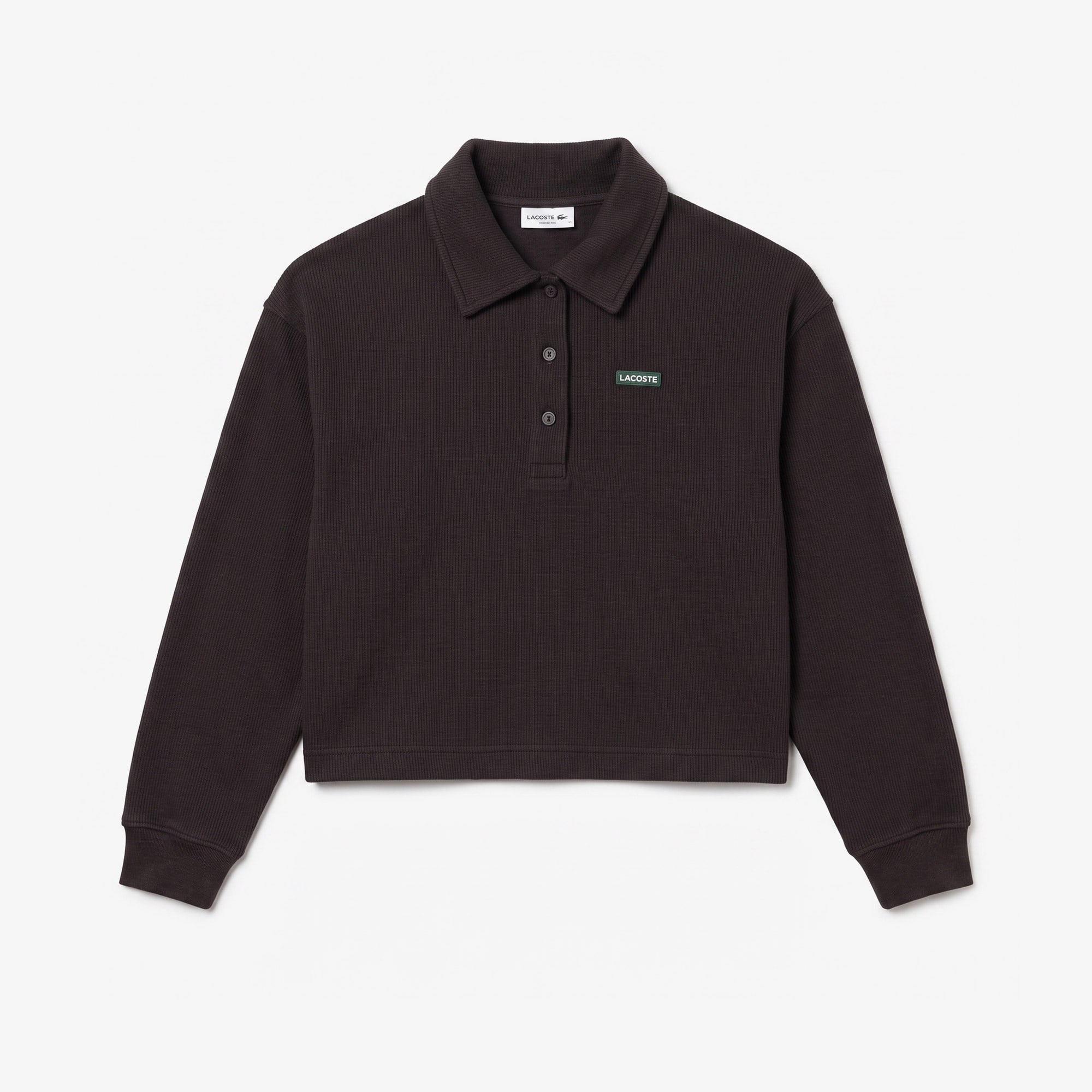 Kadın Oversize Fit Polo Yaka Kahverengi Sweatshirt