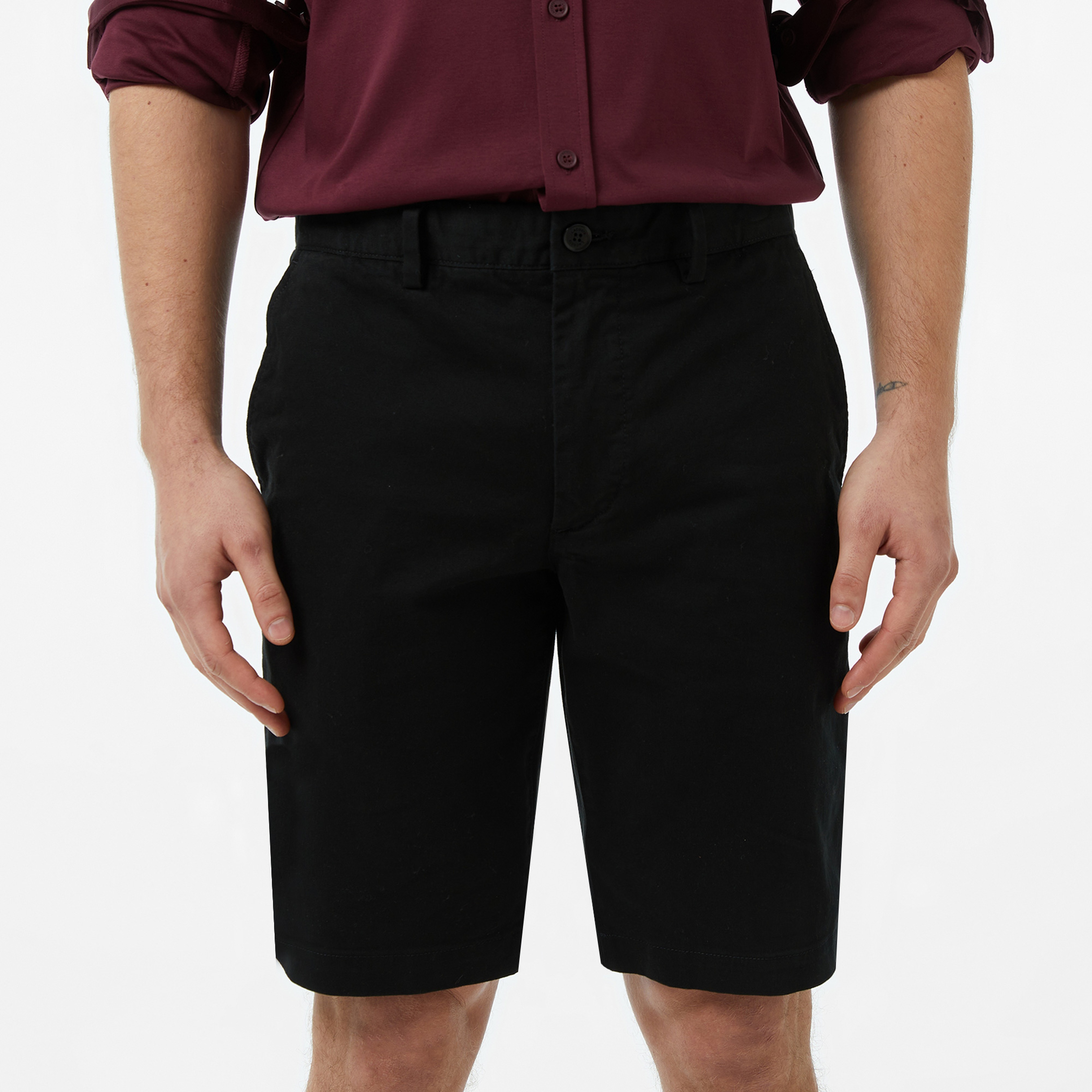 Erkek Slim Fit Siyah Bermuda Şort