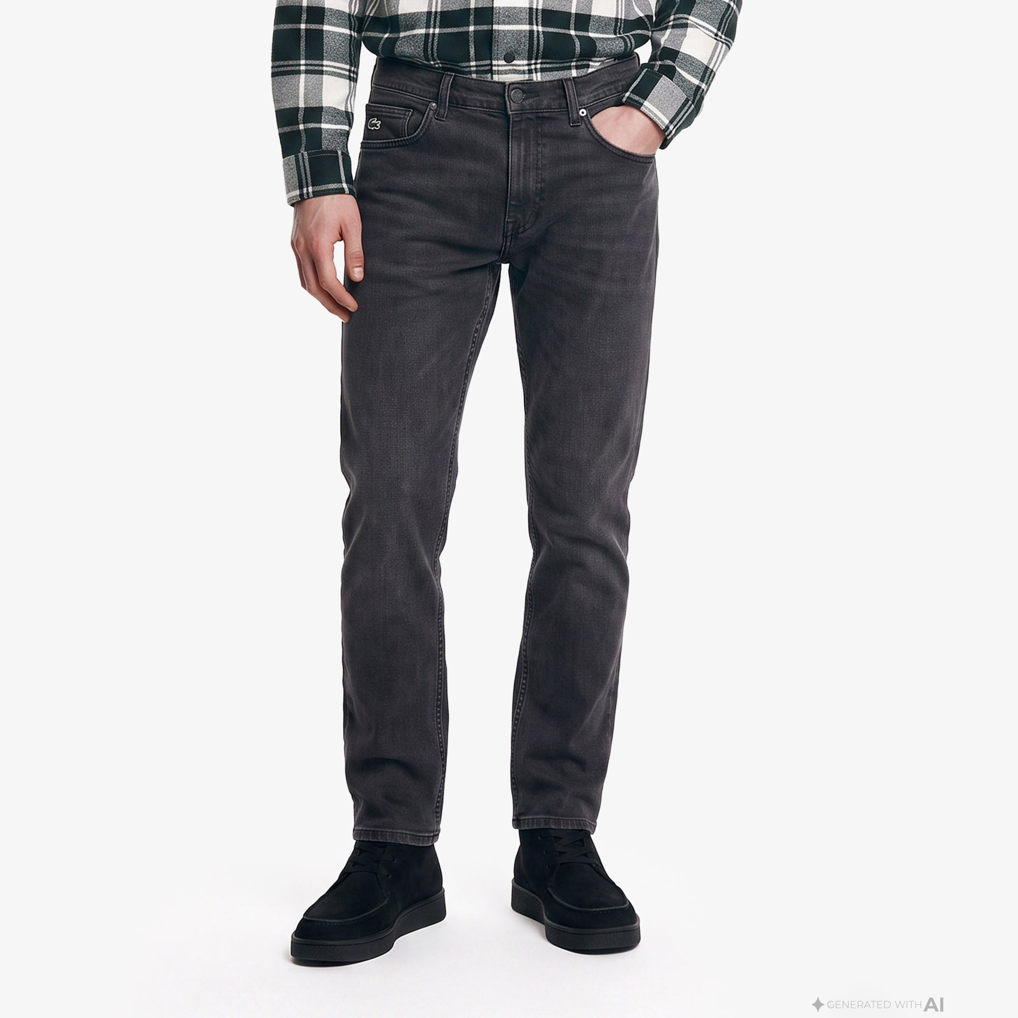 Erkek Slim Fit Gri Jean Pantolon