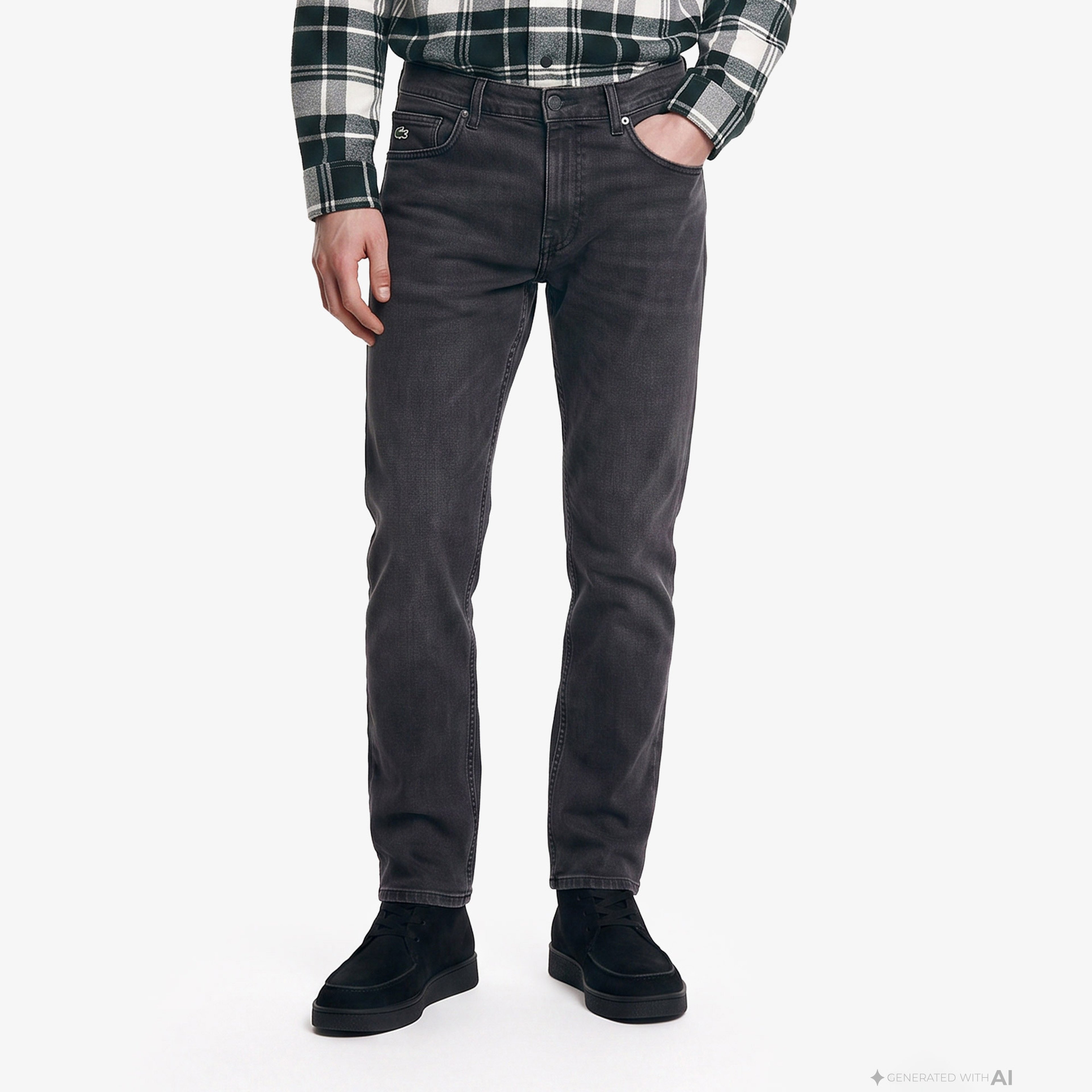 Erkek Slim Fit Gri Jean Pantolon