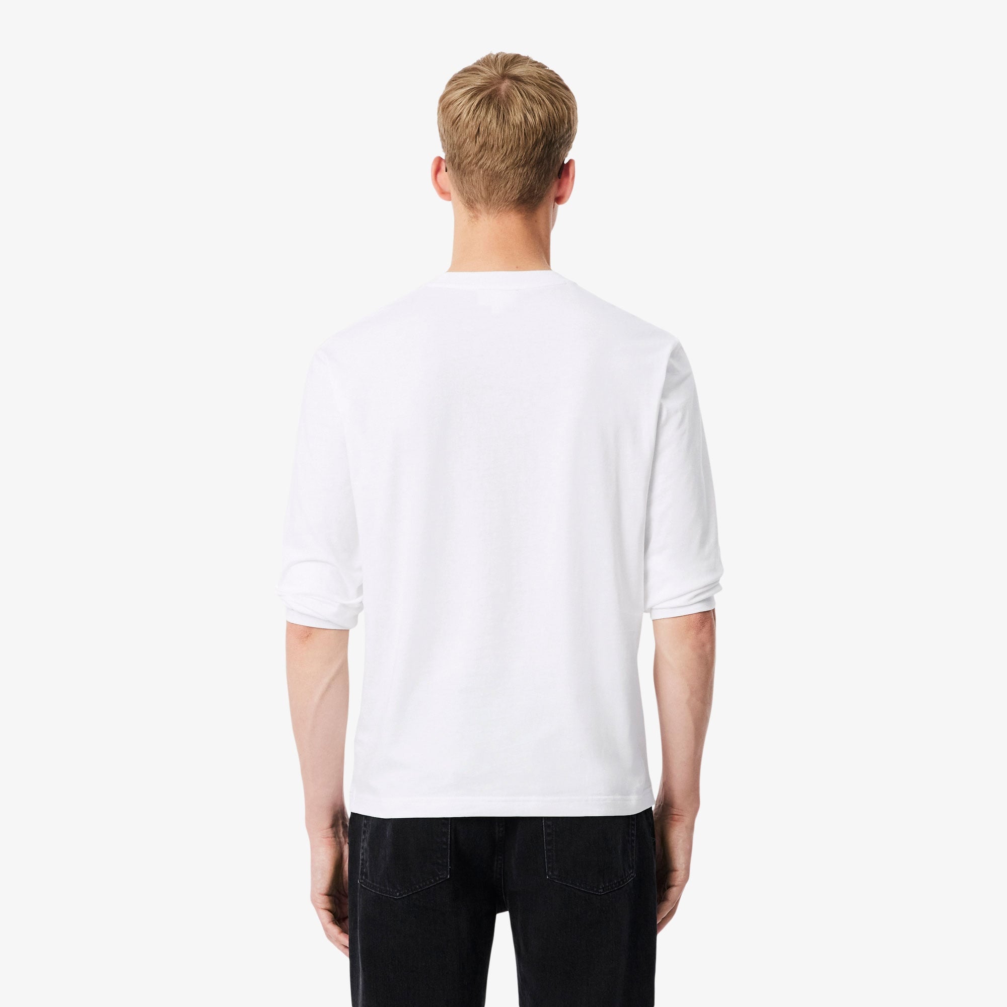 Erkek Classic Fit Uzun Kollu Bisiklet Yaka Beyaz T-Shirt
