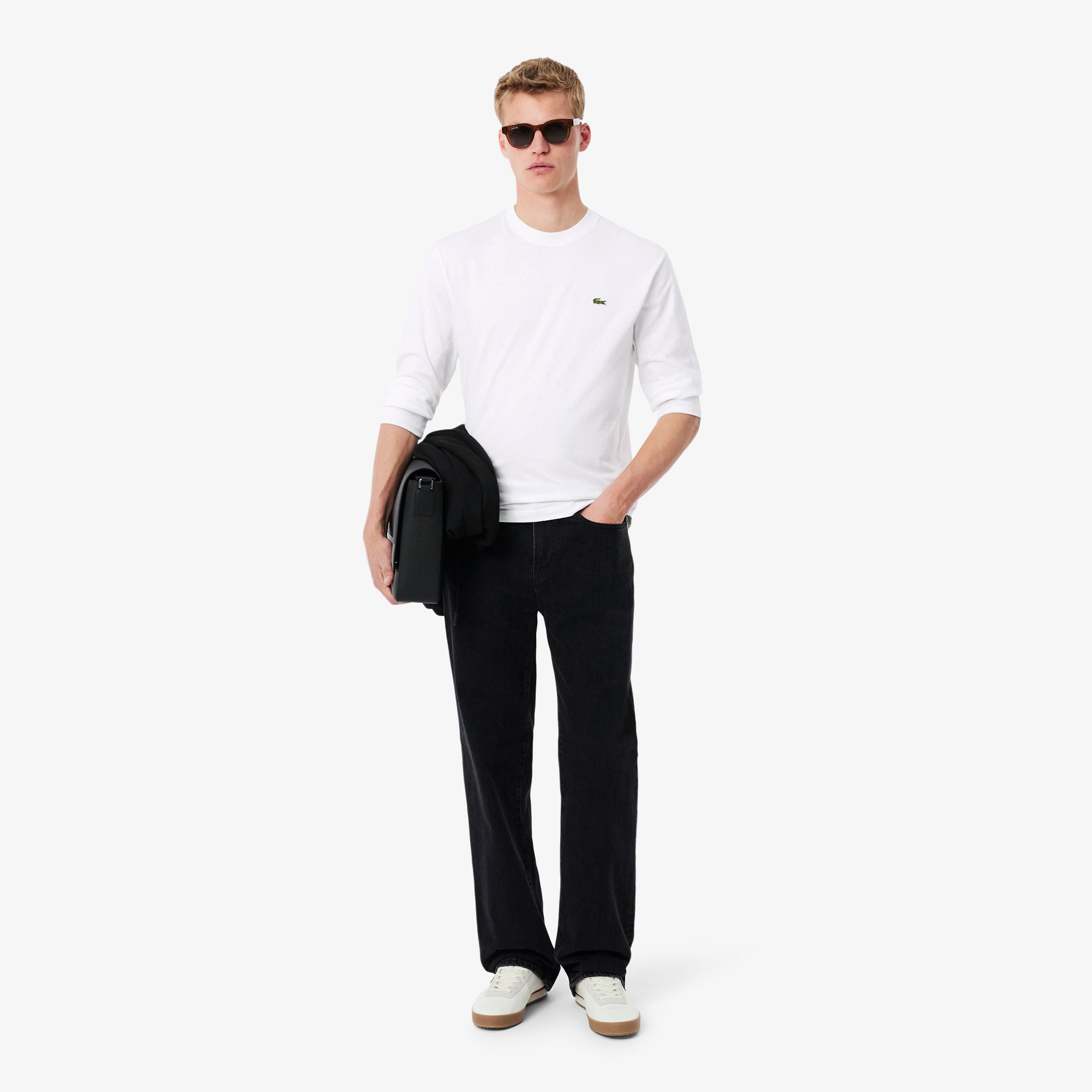 Erkek Classic Fit Uzun Kollu Bisiklet Yaka Beyaz T-Shirt Erkek Classic Fit Uzun Kollu Bisiklet Yaka Beyaz T-Shirt