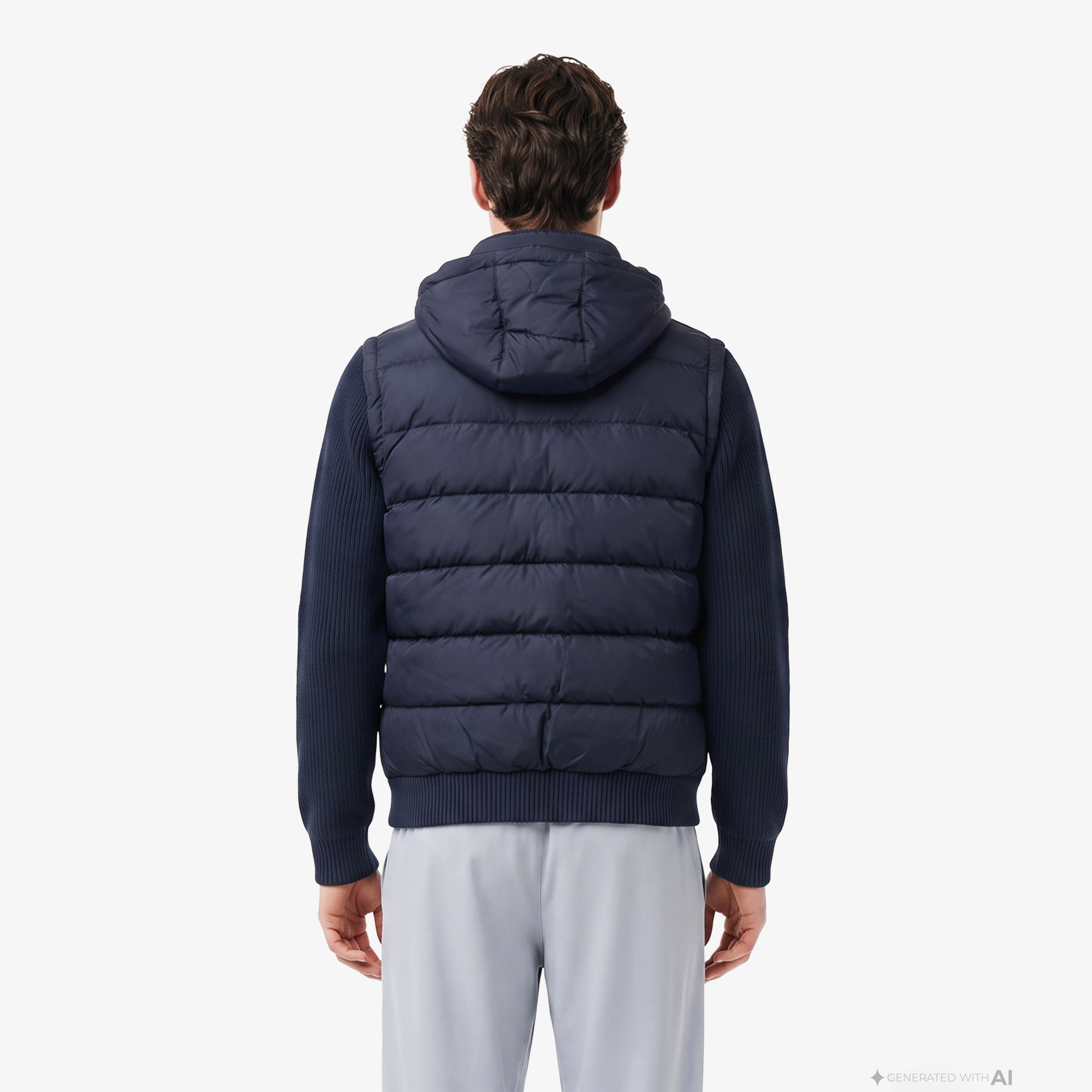 Erkek Slim Fit Kapüşonlu Lacivert Mont