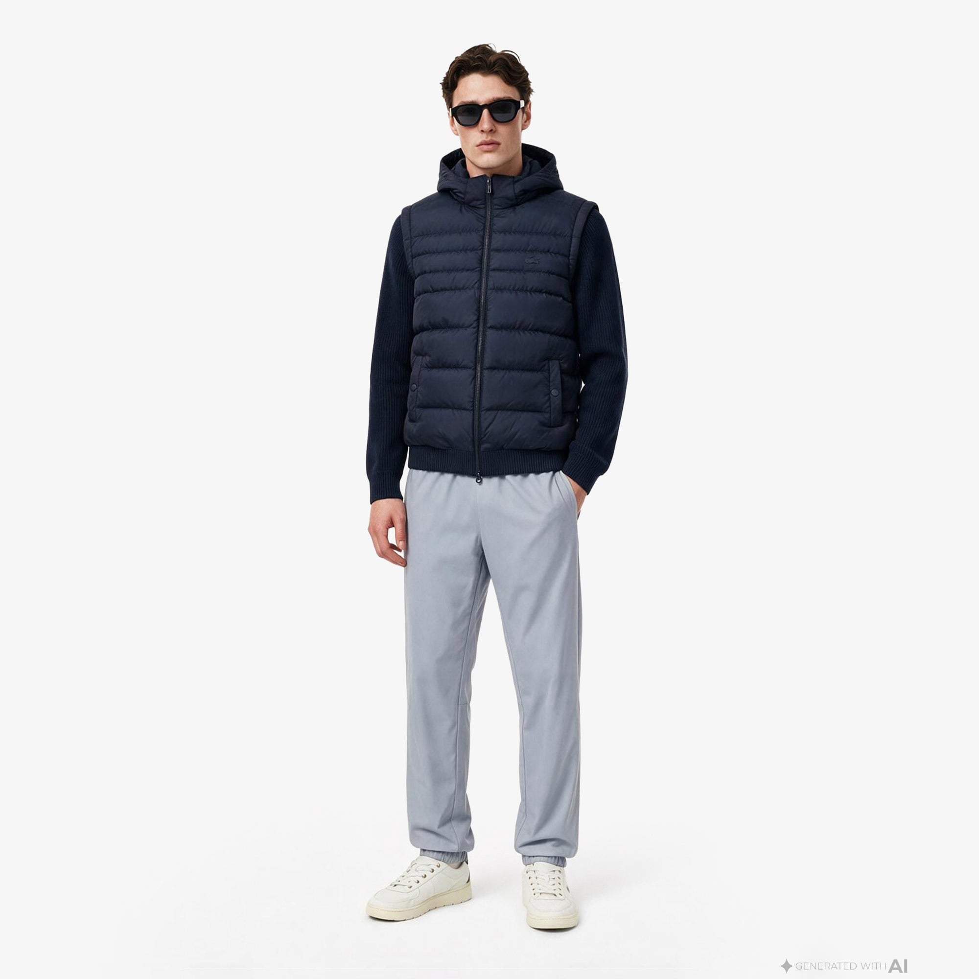 Erkek Slim Fit Kapüşonlu Lacivert Mont
