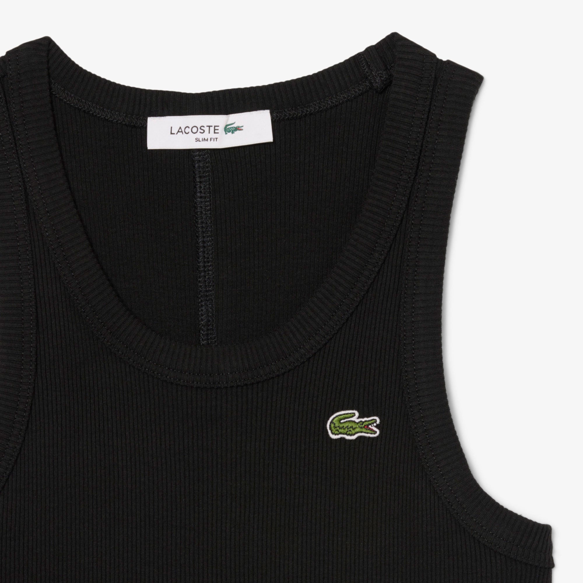 Lacoste Kadın Slim Fit Kolsuz Siyah T-Shirt görsel 6