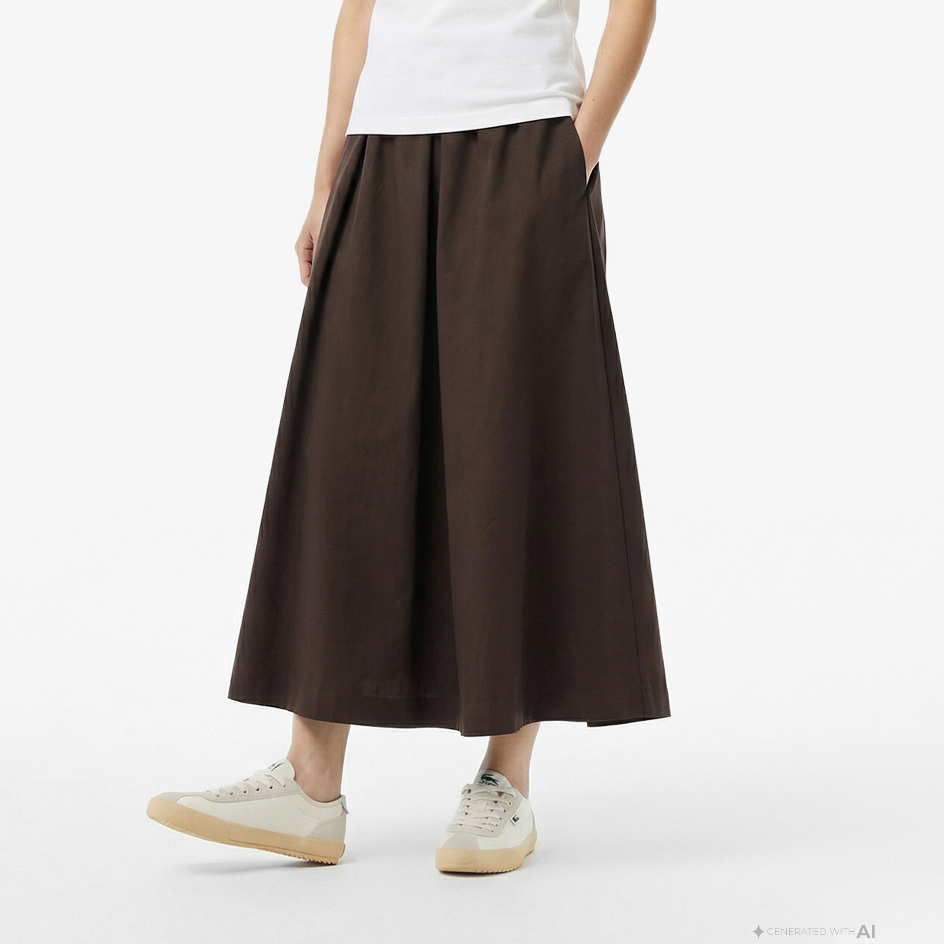 Kadın Flare Fit Kahverengi Etek
