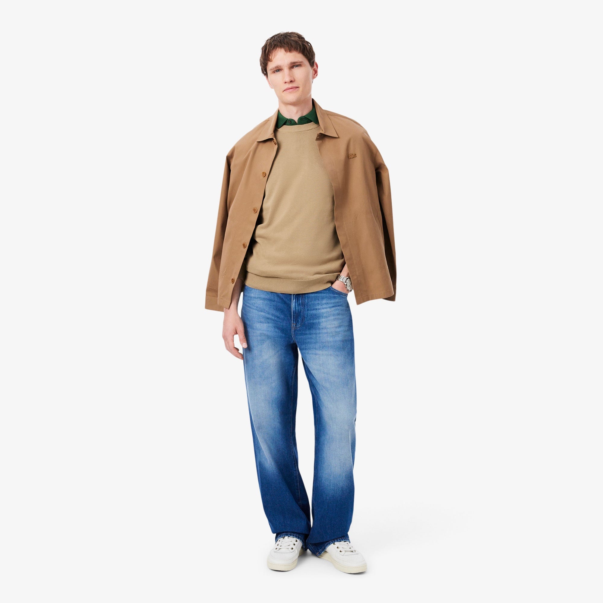 Erkek Regular Fit Bisiklet Yaka Bej Kazak