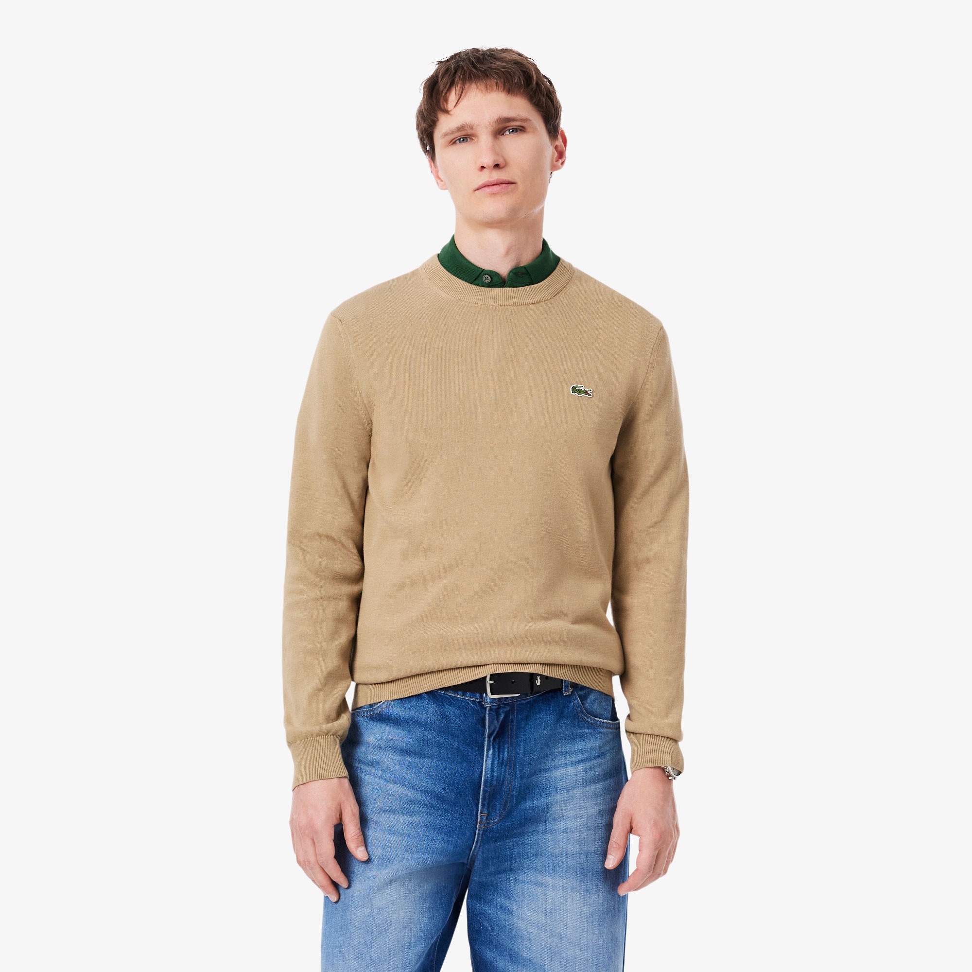 Erkek Regular Fit Bisiklet Yaka Bej Kazak